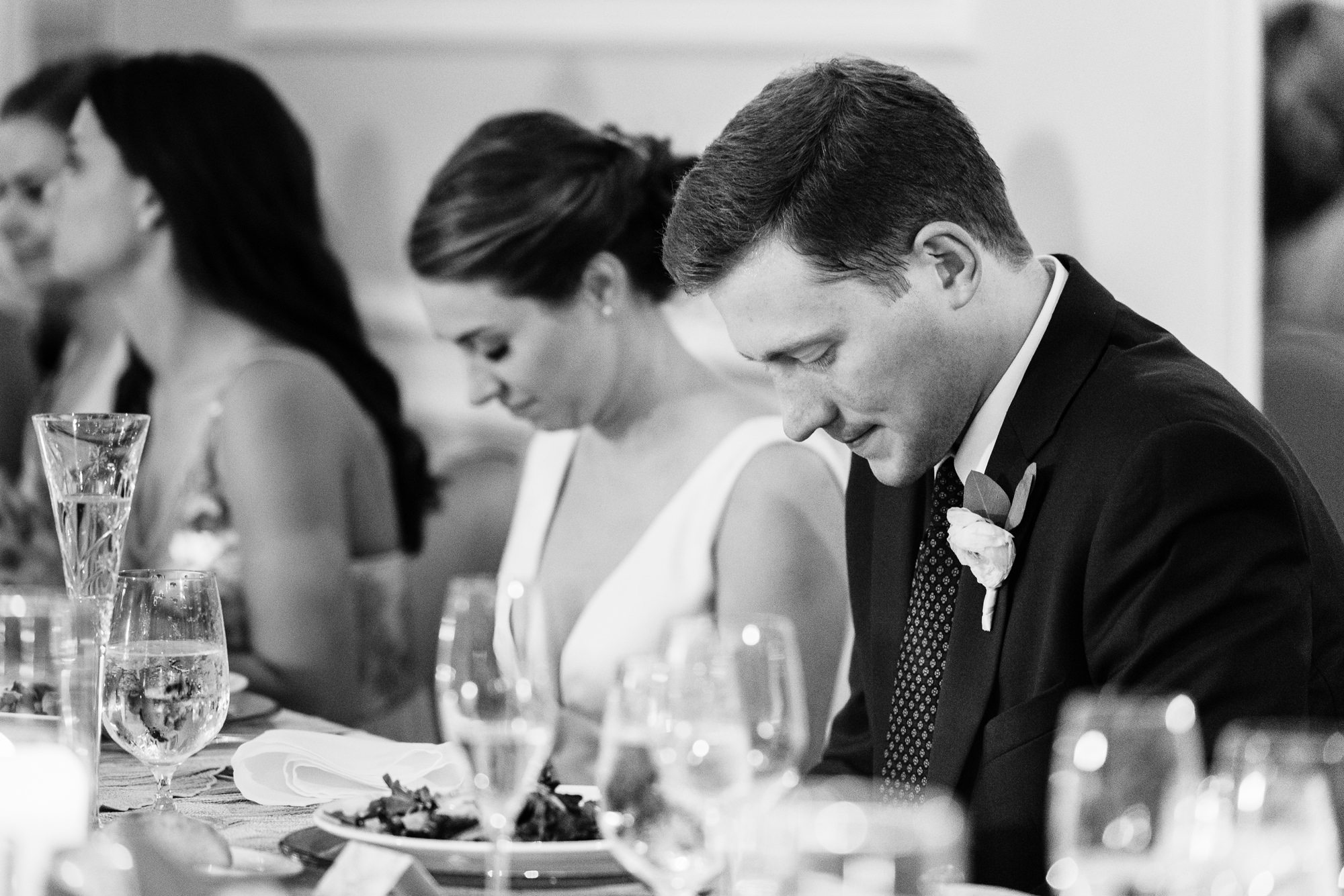 Blessing at a wedding reception at the Morris Inn on the campus of the University of Notre Dame