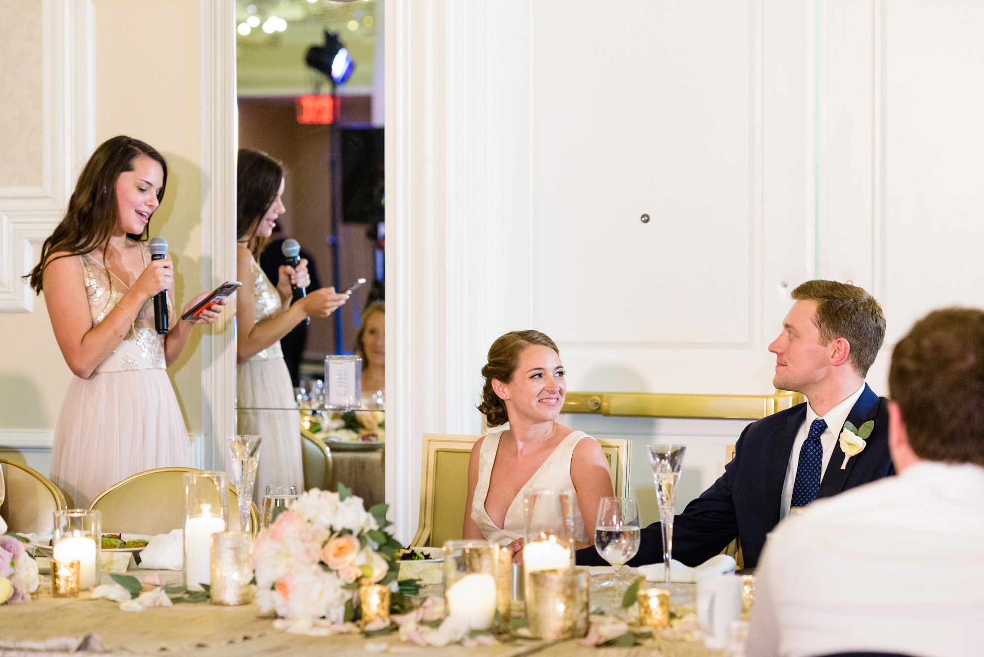 Maid of Honor speech at a wedding reception at the Morris Inn on the campus of the University of Notre Dame