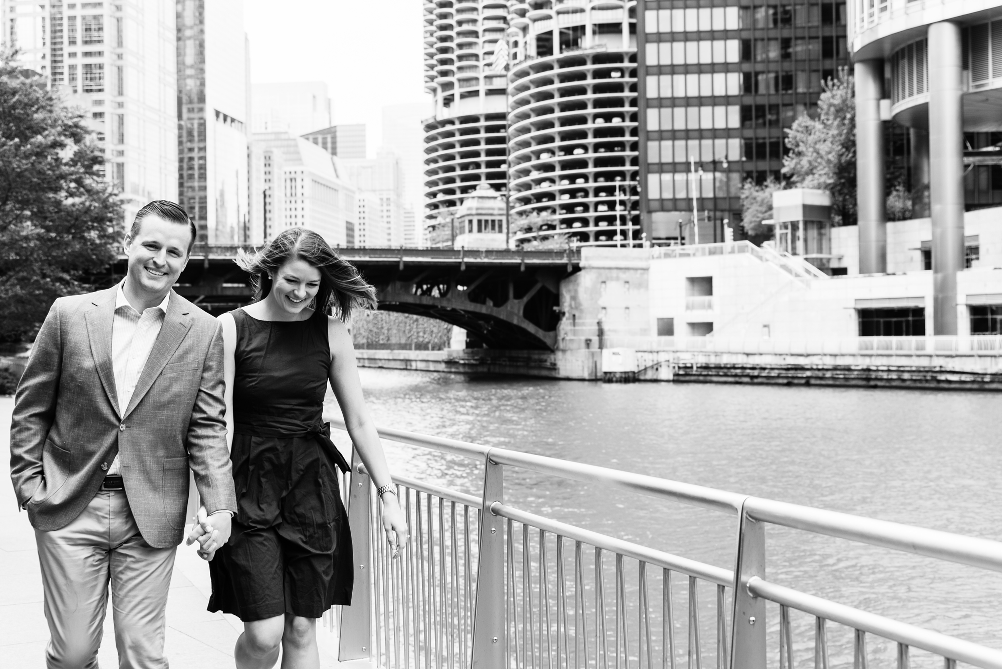 engagement session at Chicago River in Chicago