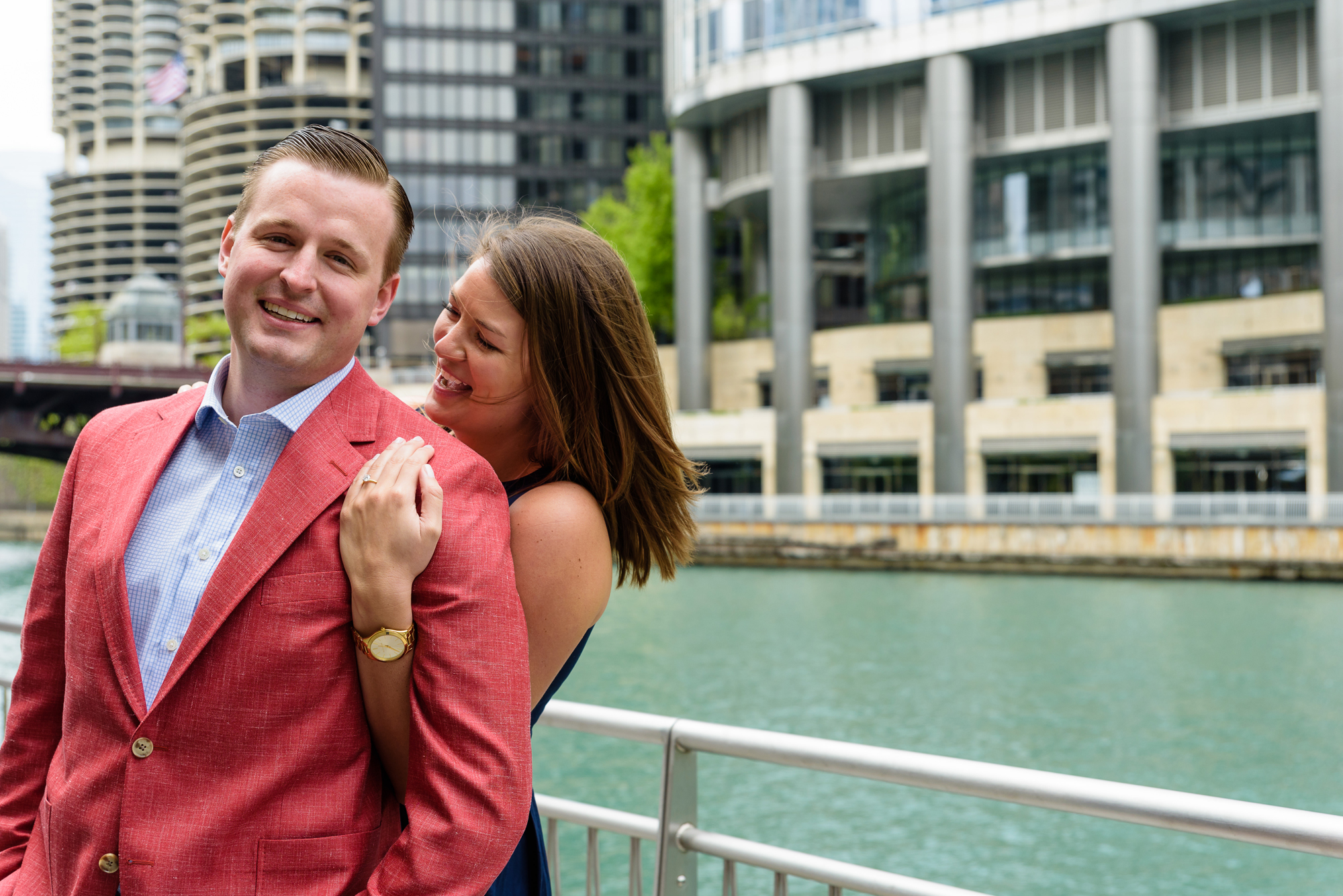 engagement session at Chicago River in Chicago