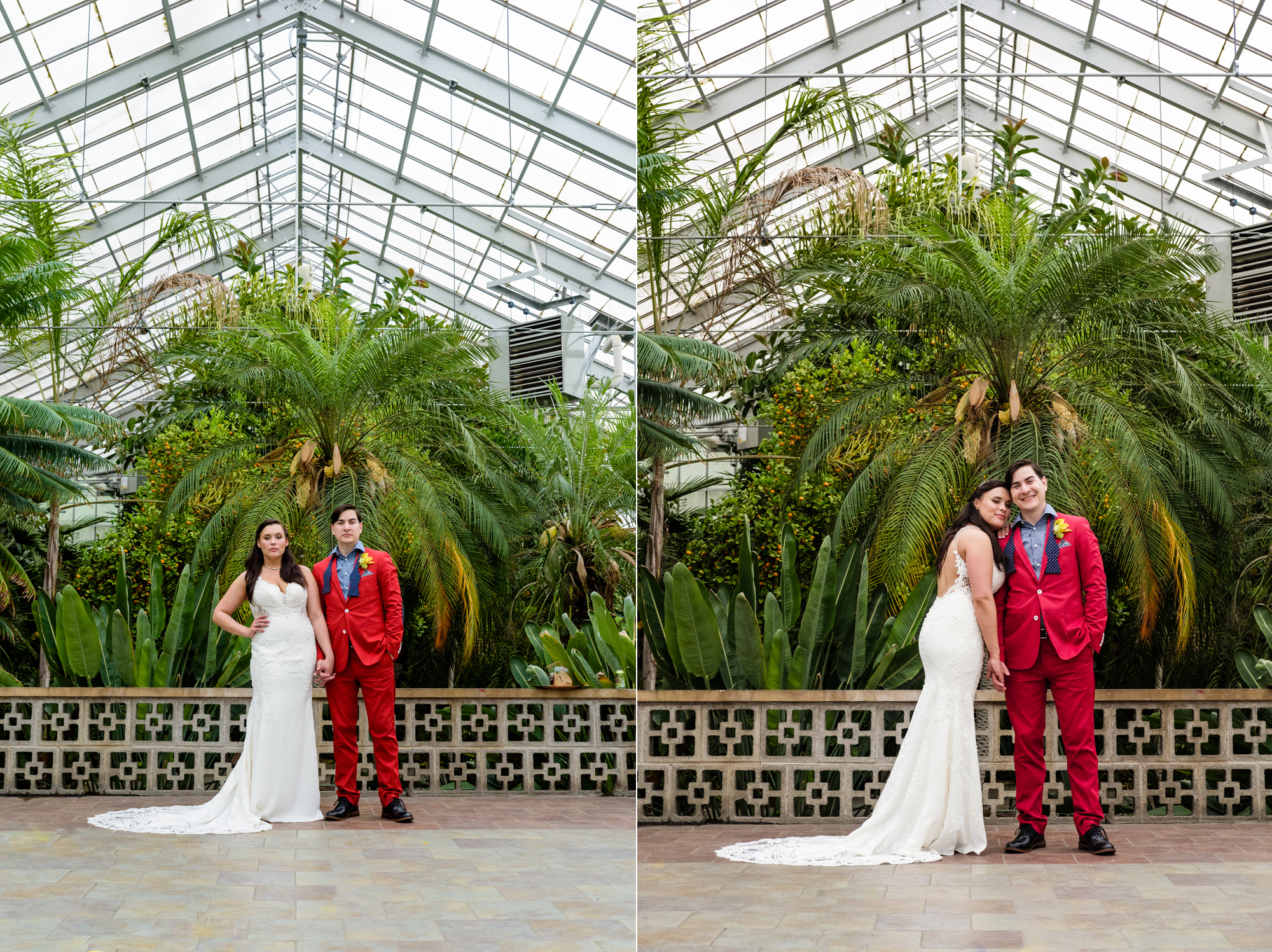 Bride & Groom portraits after their wedding ceremony at Potawatomi Conservatory
