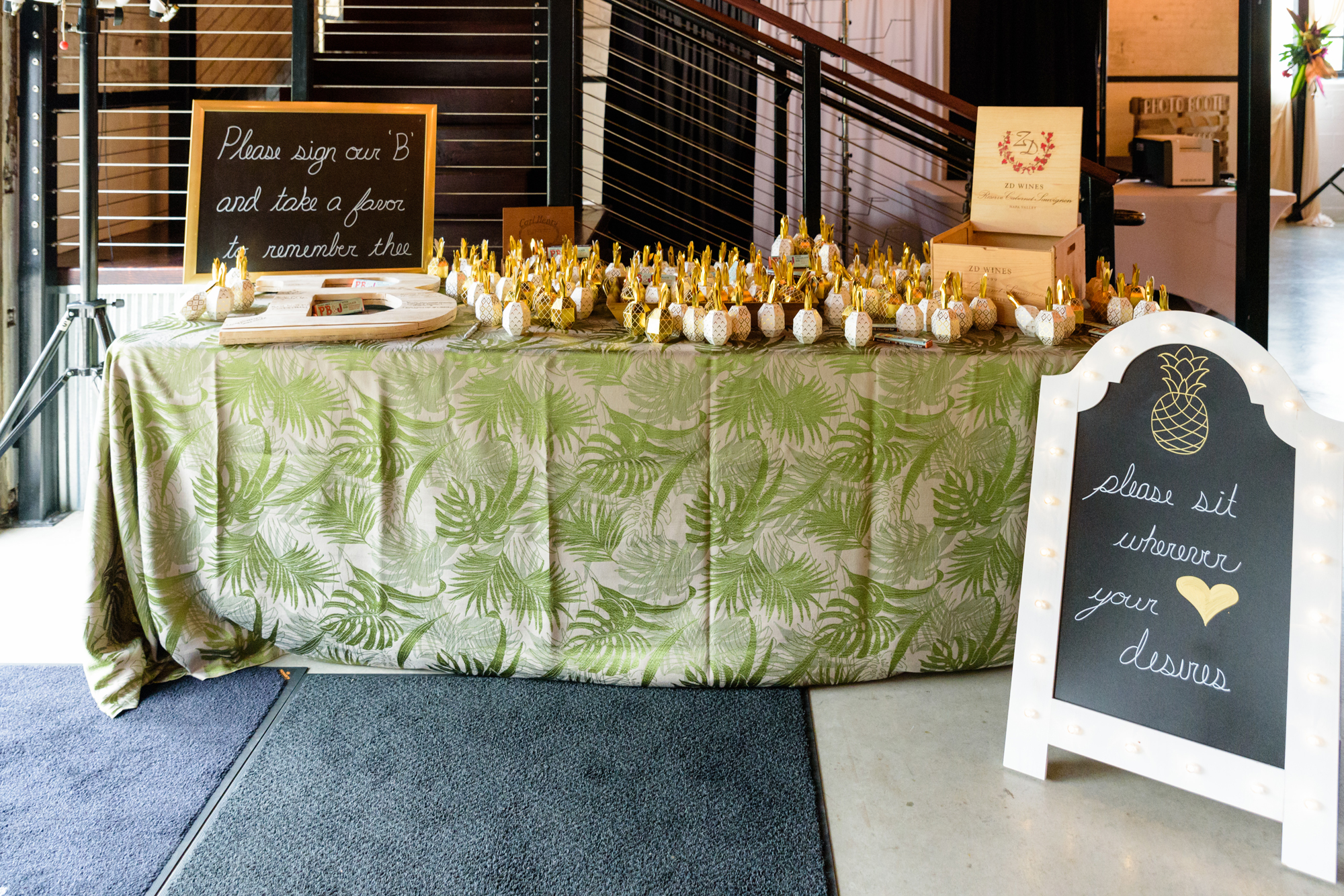 Havana Nights themed wedding reception at The Brick Escort table