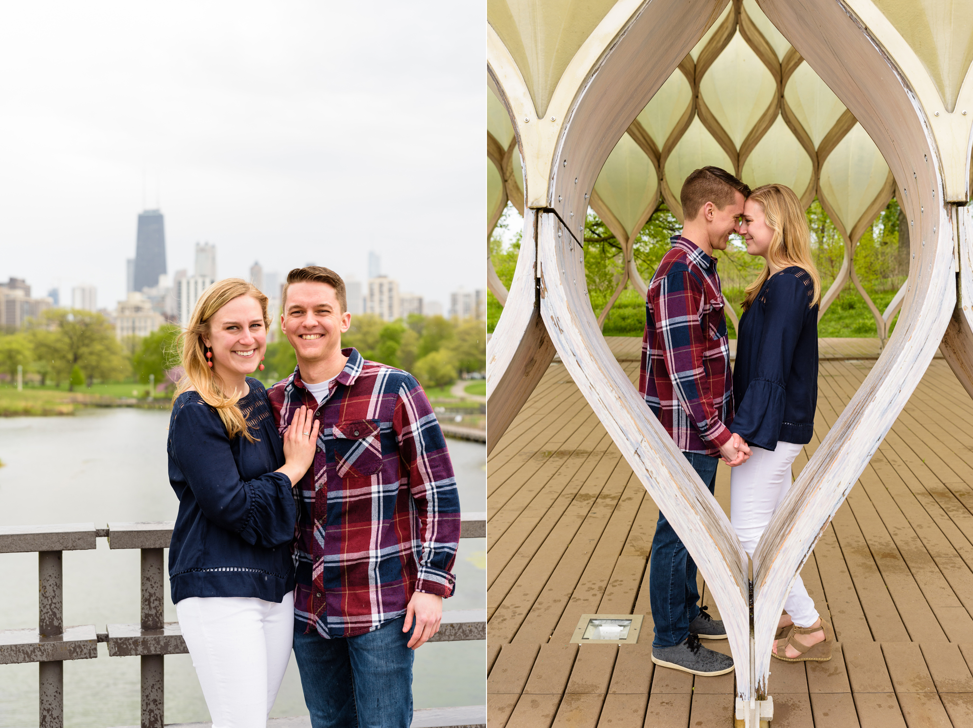 Engagement session in Lincoln Park under the Honeycomb