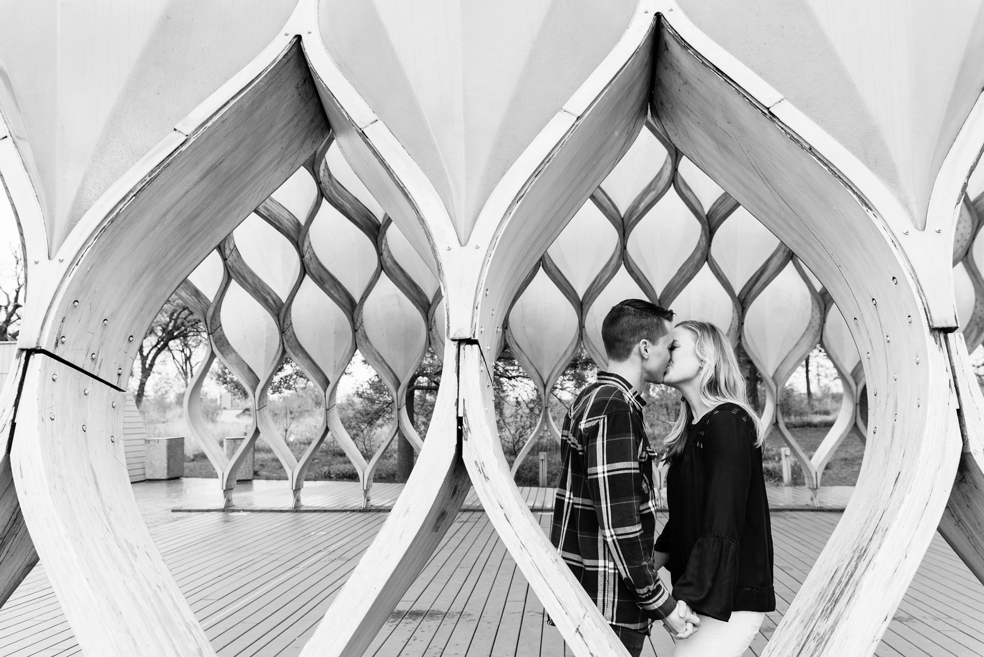 Engagement session in Lincoln Park under the Honeycomb