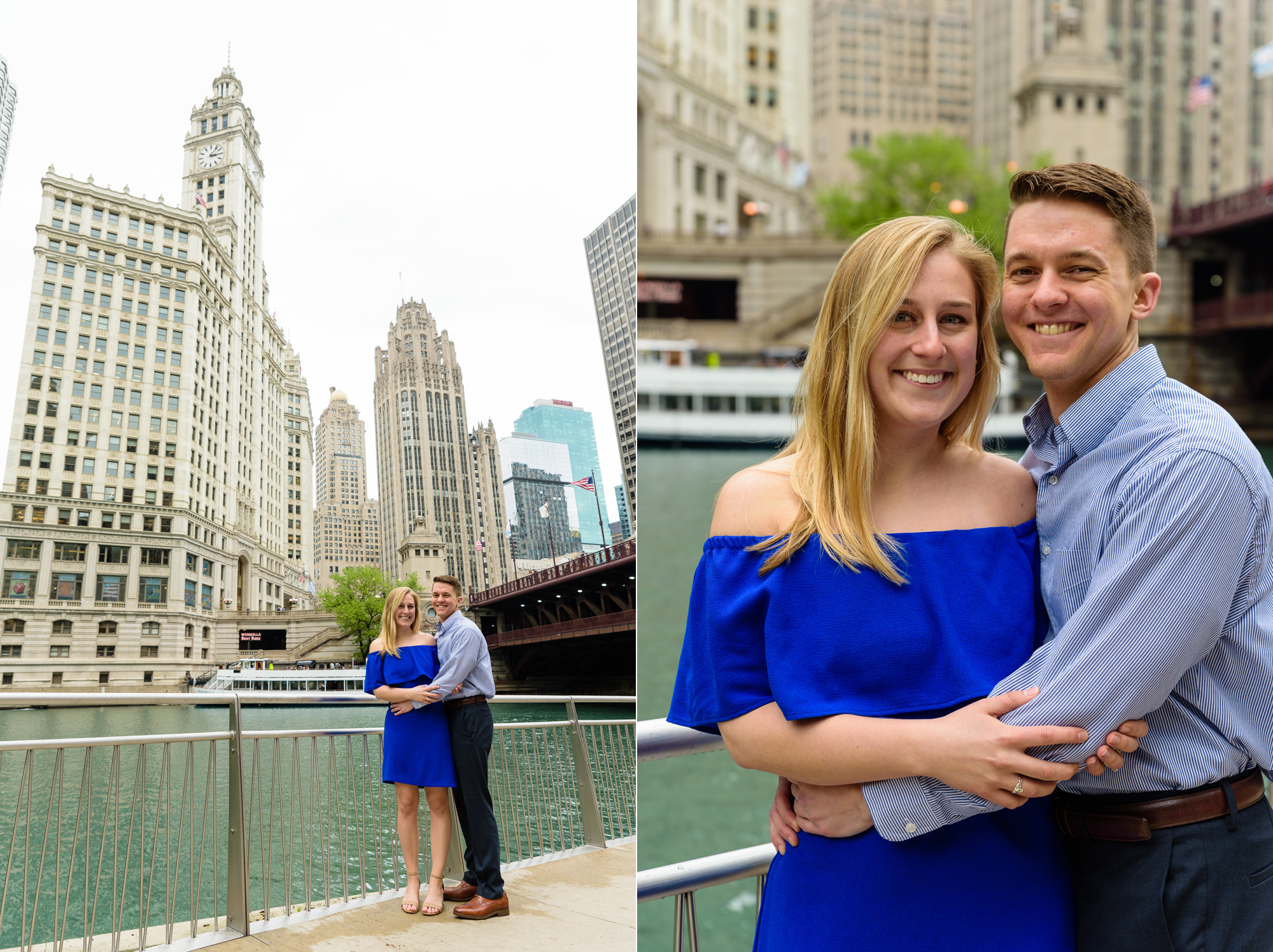 Engagement session at the Chicago Riverwalk