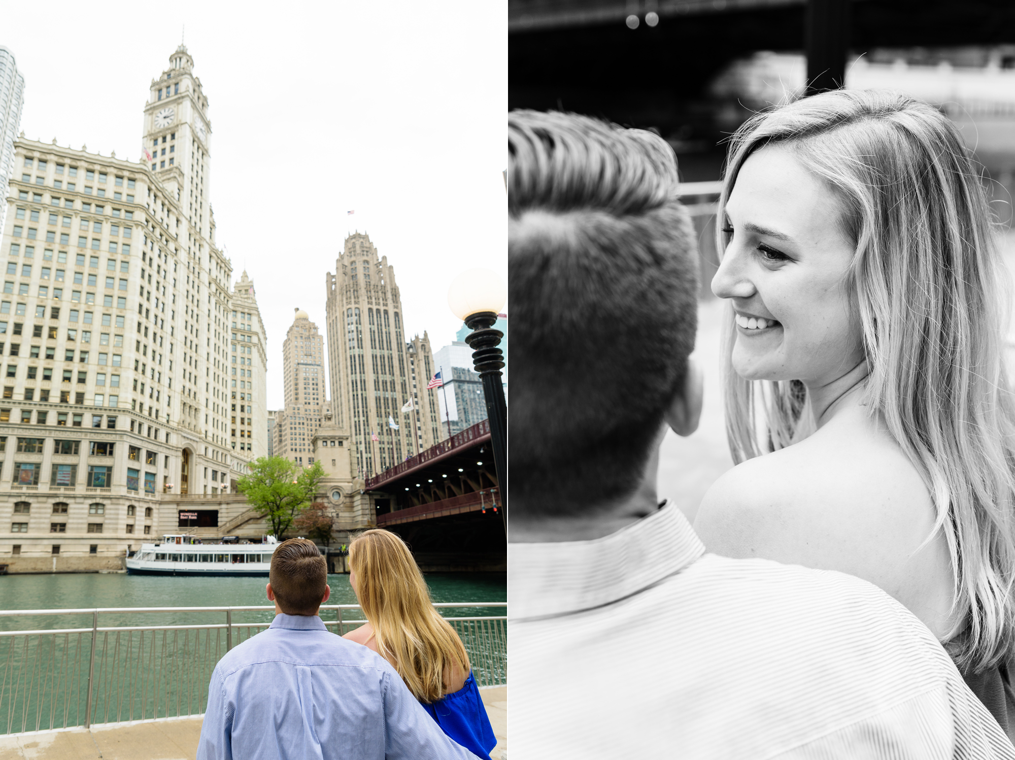 Engagement session at the Chicago Riverwalk