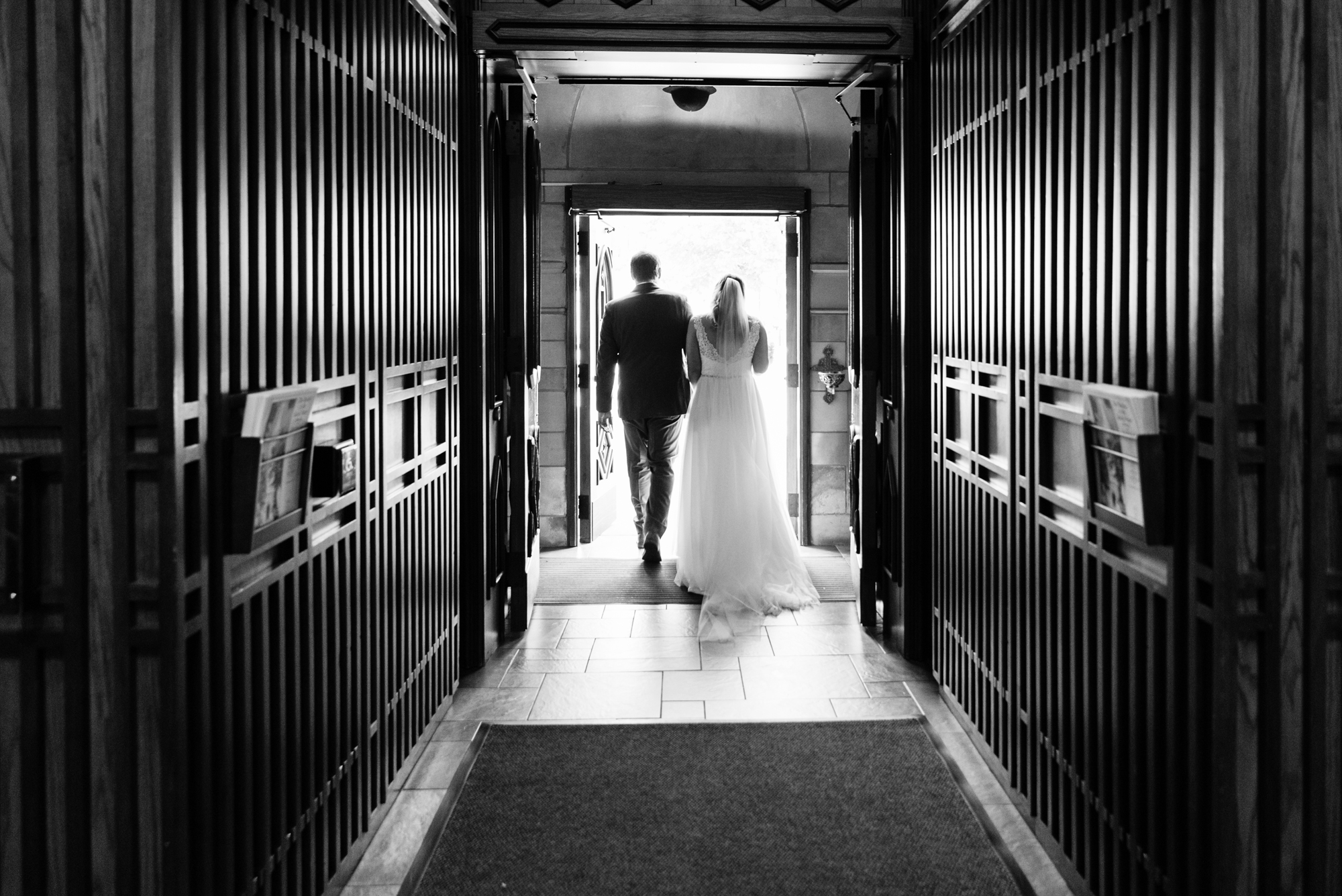 Bride & Groom leaving their ceremony at the Basilica of the Sacred Heart on the campus of Notre Dame
