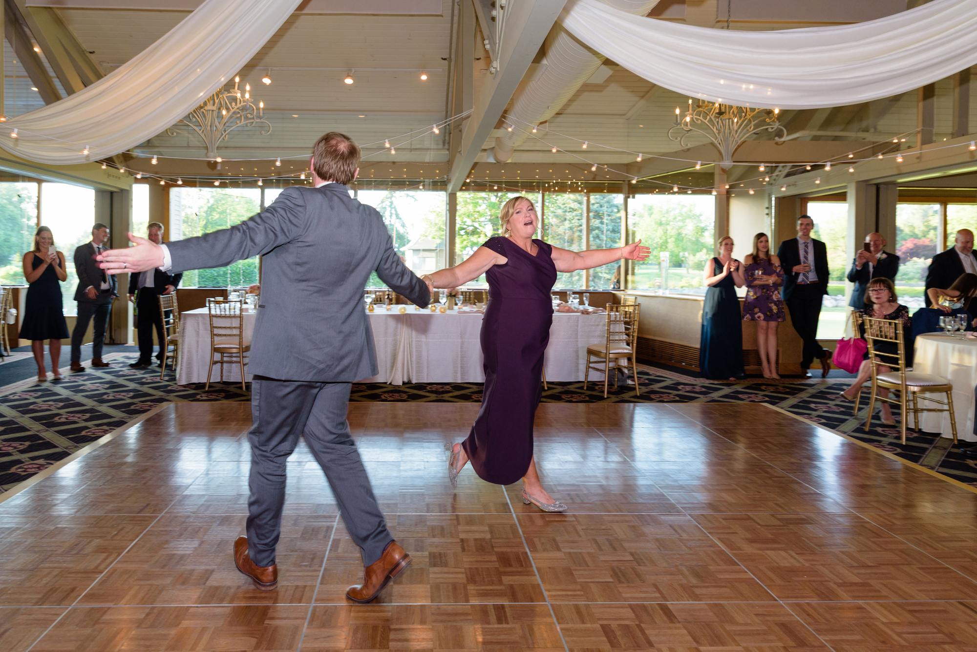 mother son dance at a wedding reception at Morris Park Country Club