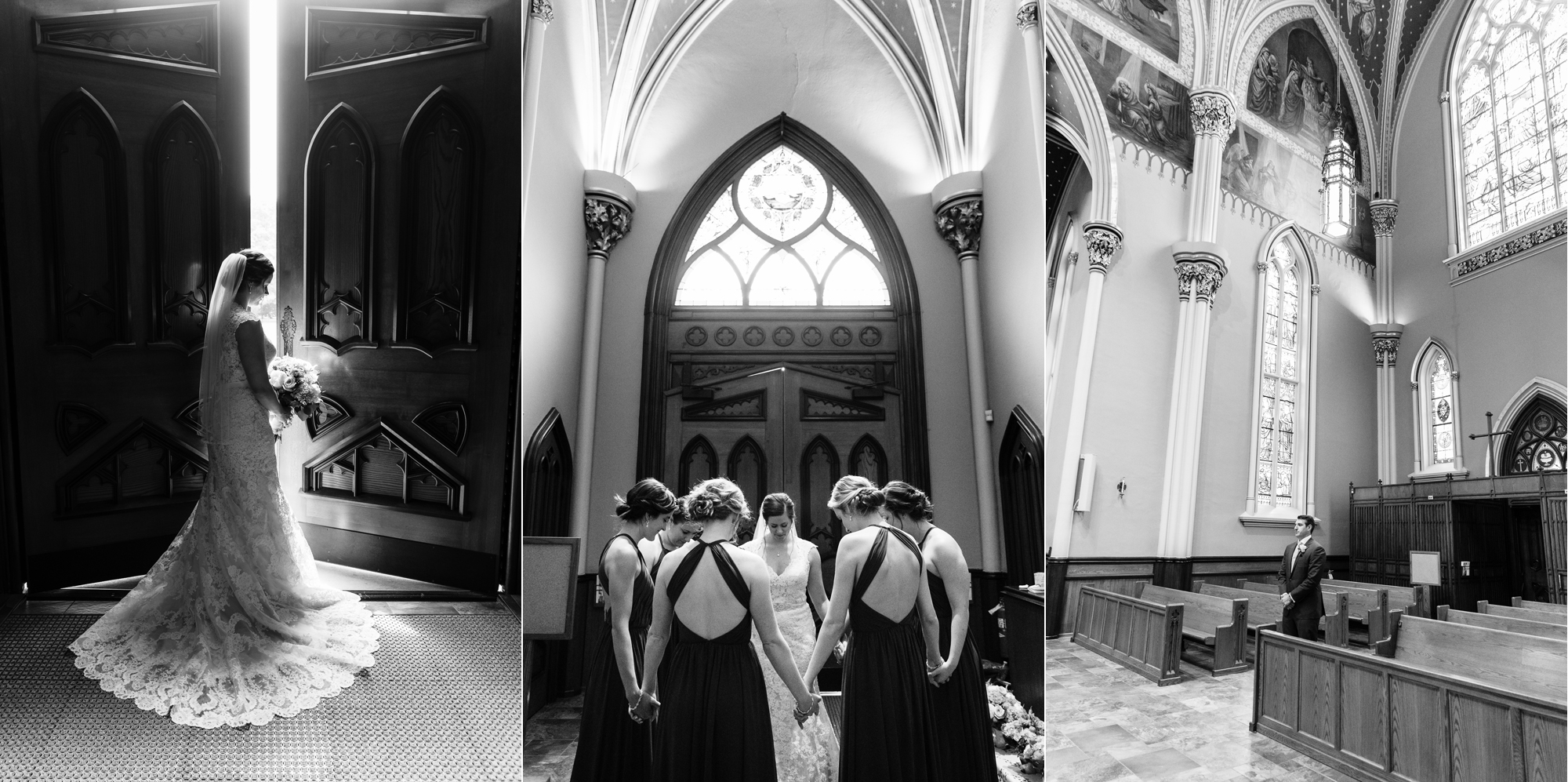 Prayers before wedding ceremony at the Basilica of the Sacred Heart on the campus of University of Notre Dame