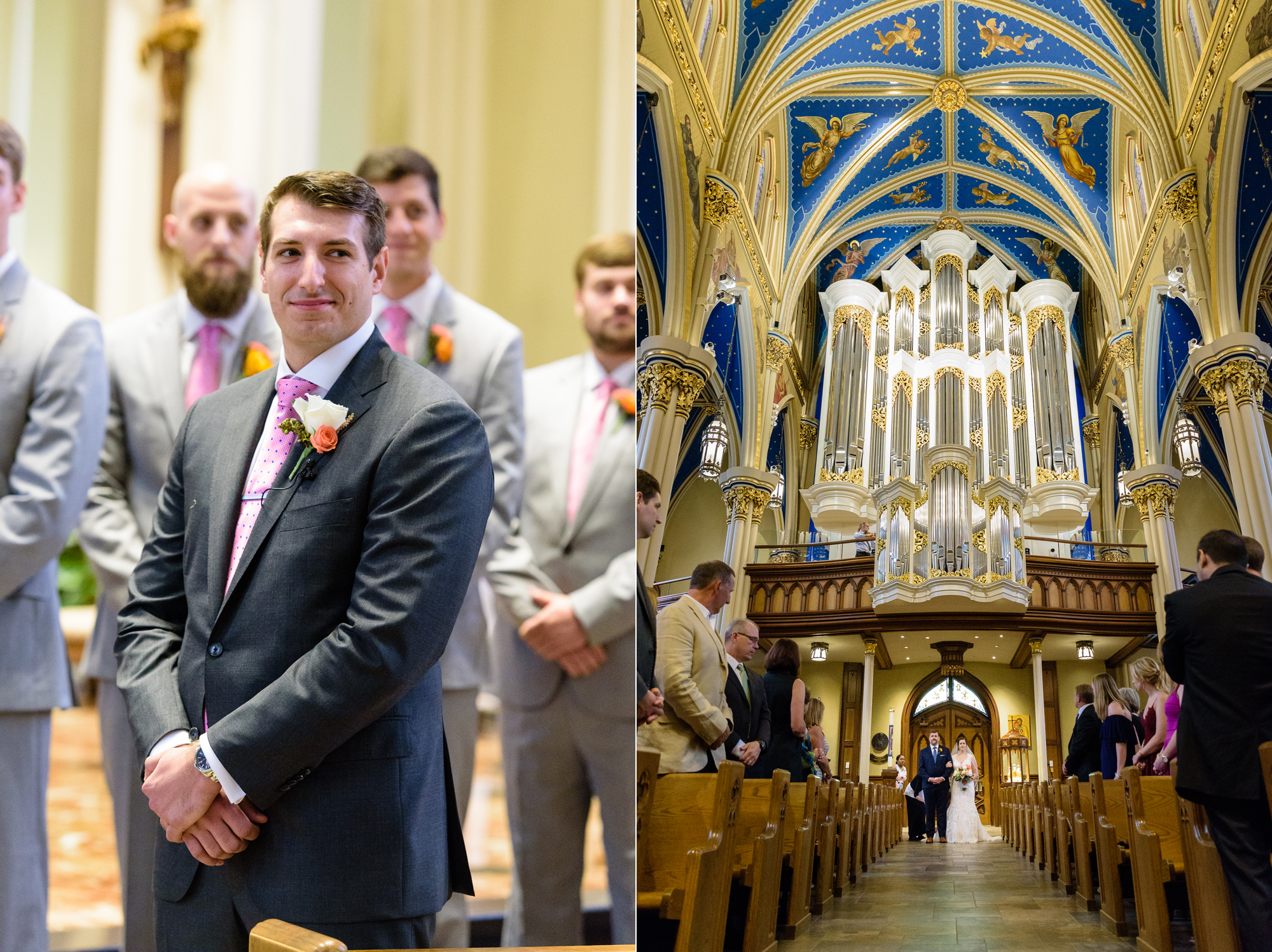 Bride & Groom at their wedding ceremony at the Basilica of the Sacred Heart on the campus of University of Notre Dame