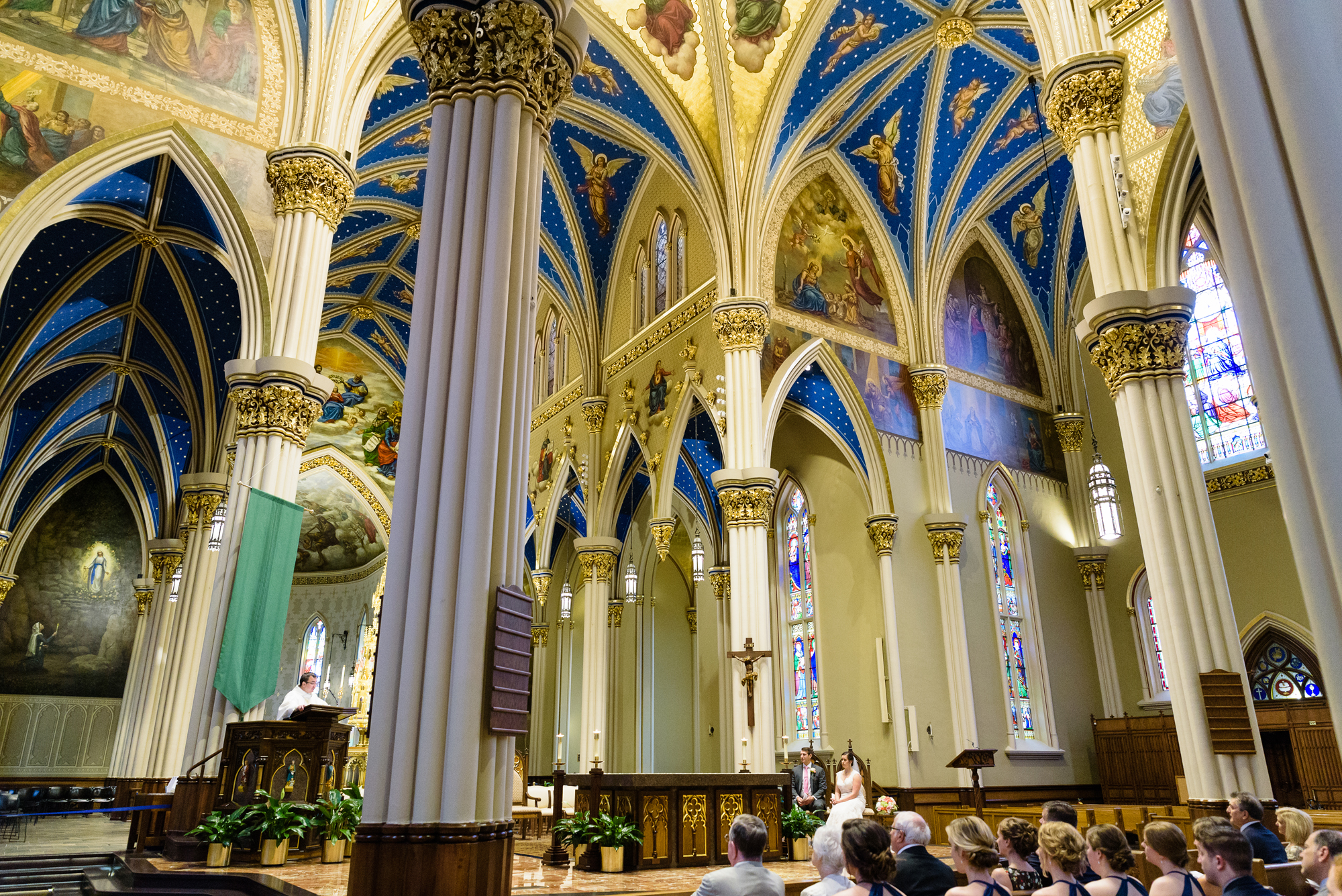 Bride & Groom at their wedding ceremony at the Basilica of the Sacred Heart on the campus of University of Notre Dame