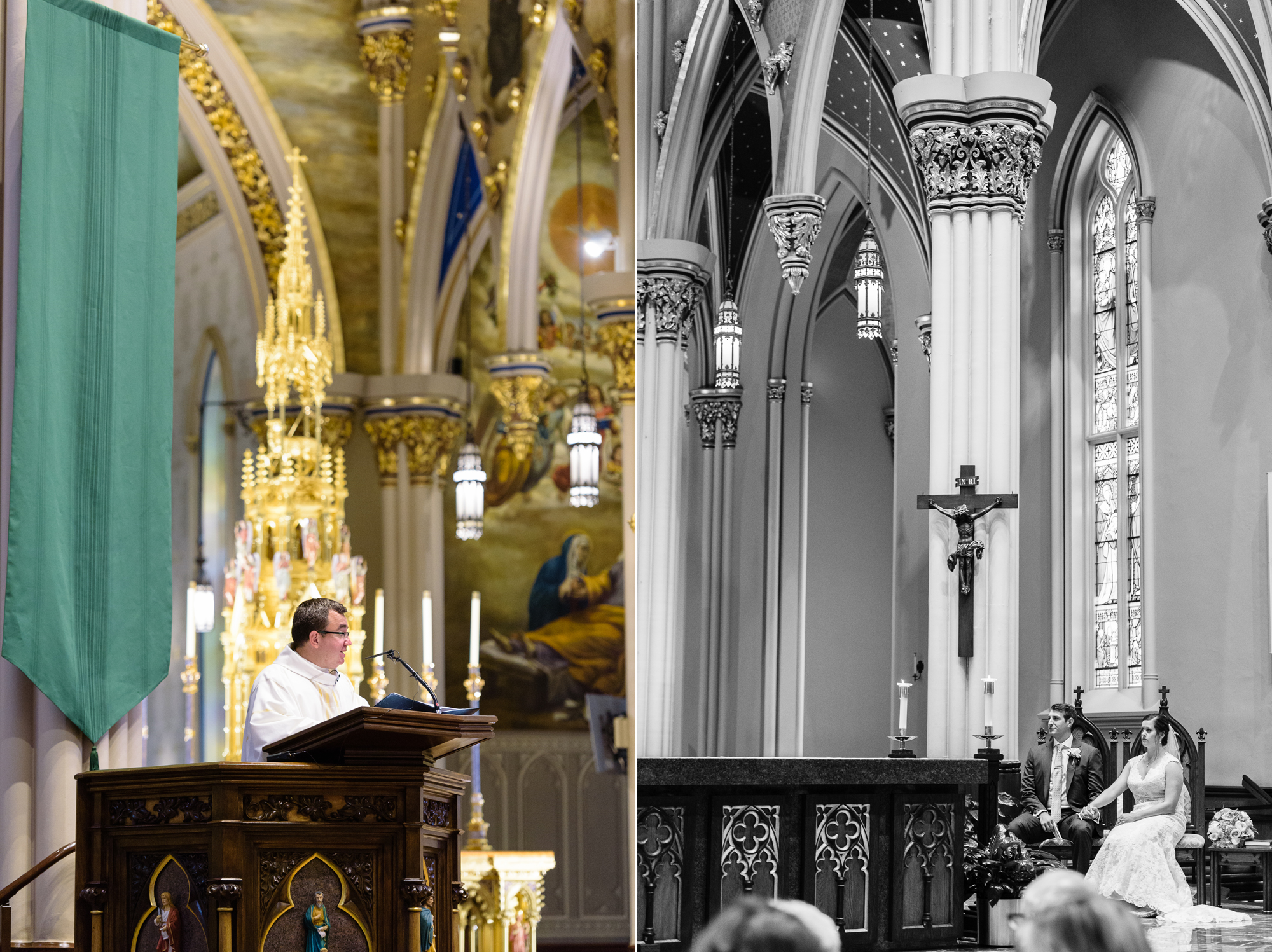 Bride & Groom at their wedding ceremony at the Basilica of the Sacred Heart on the campus of University of Notre Dame