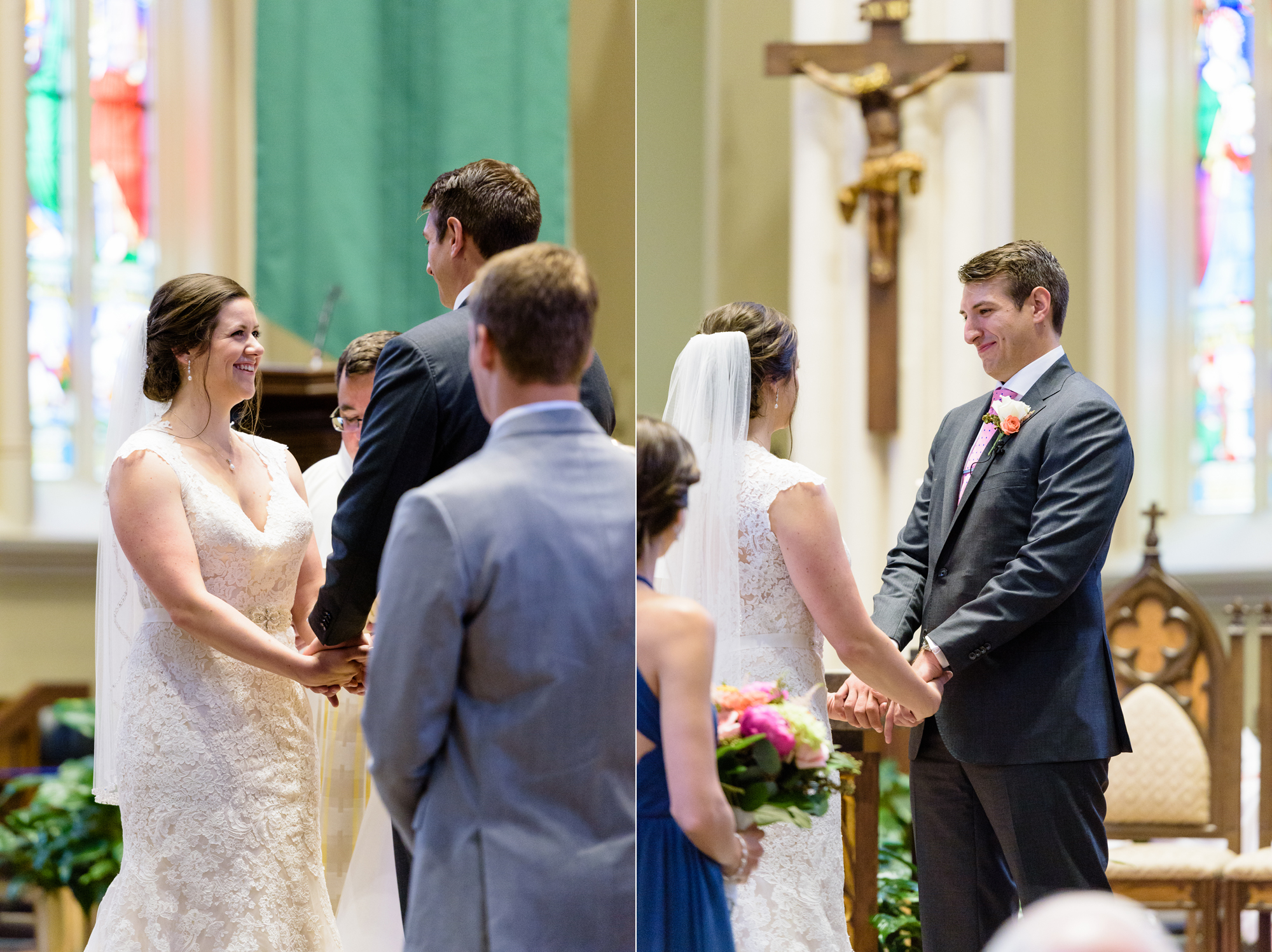 Bride & Groom at their wedding ceremony at the Basilica of the Sacred Heart on the campus of University of Notre Dame