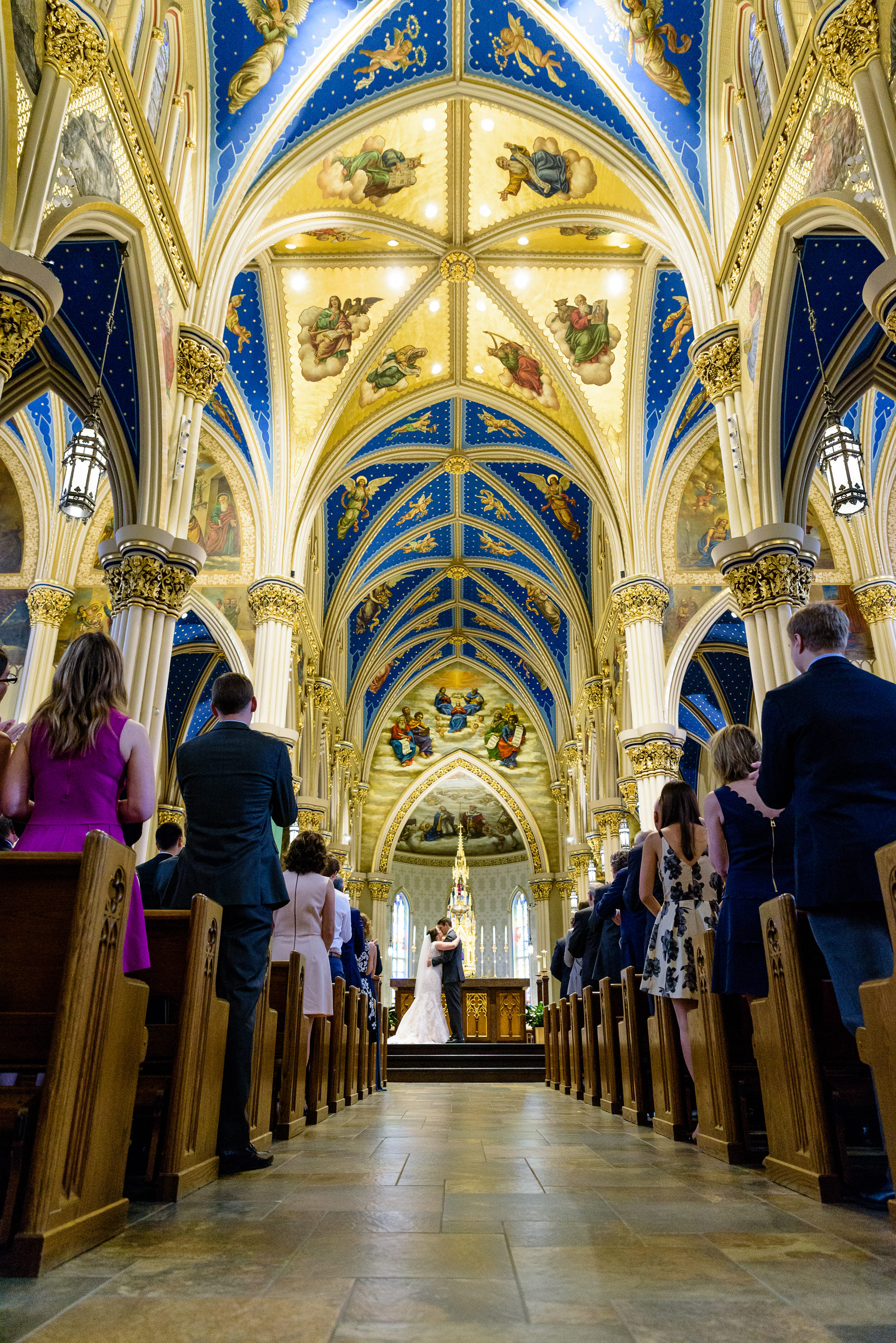 Bride & Groom at their wedding ceremony at the Basilica of the Sacred Heart on the campus of University of Notre Dame