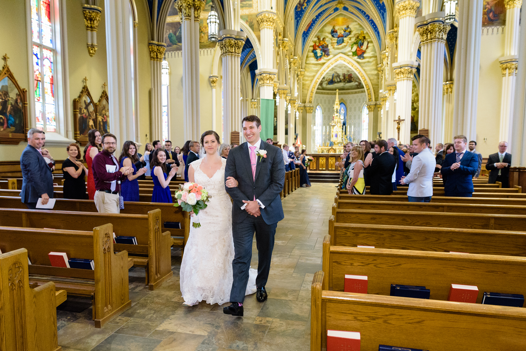 Bride & Groom at their wedding ceremony at the Basilica of the Sacred Heart on the campus of University of Notre Dame