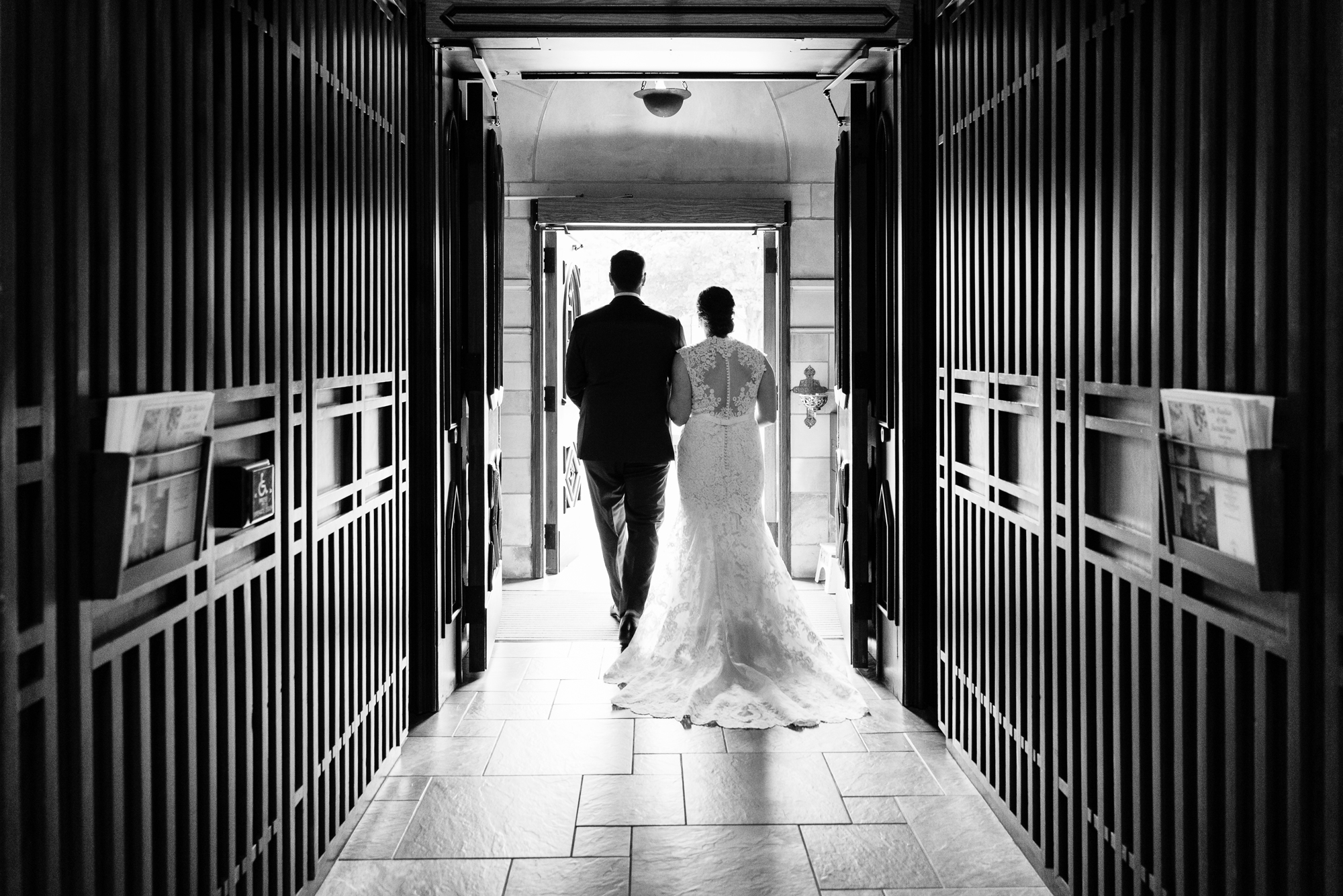 Bride & Groom leaving their wedding ceremony at the Basilica of the Sacred Heart on the campus of University of Notre Dame