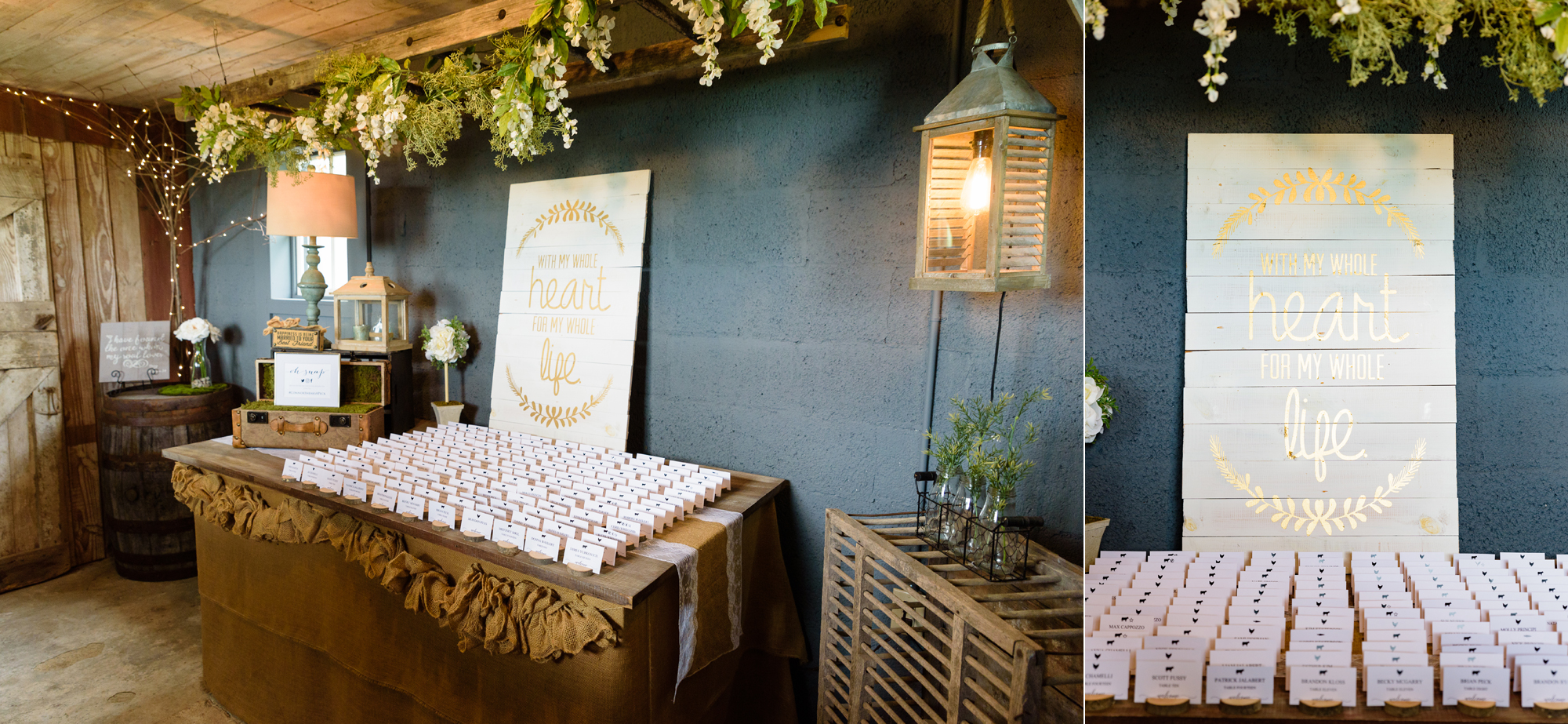 Wedding reception details at the Homestead 1835