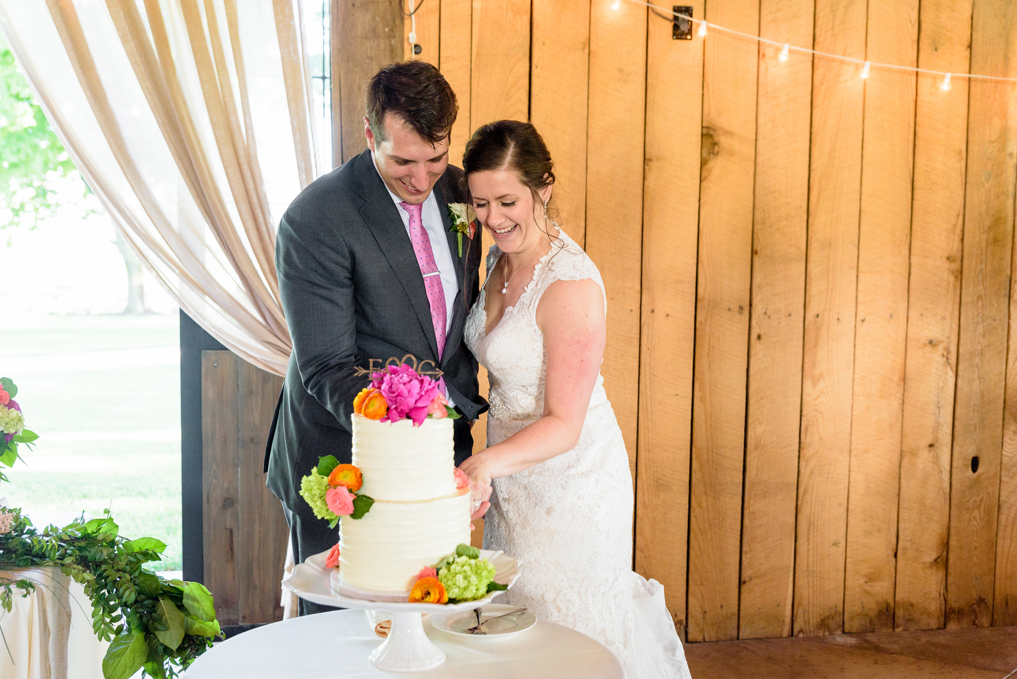 Cake cutting at a Wedding reception at the Homestead 1835