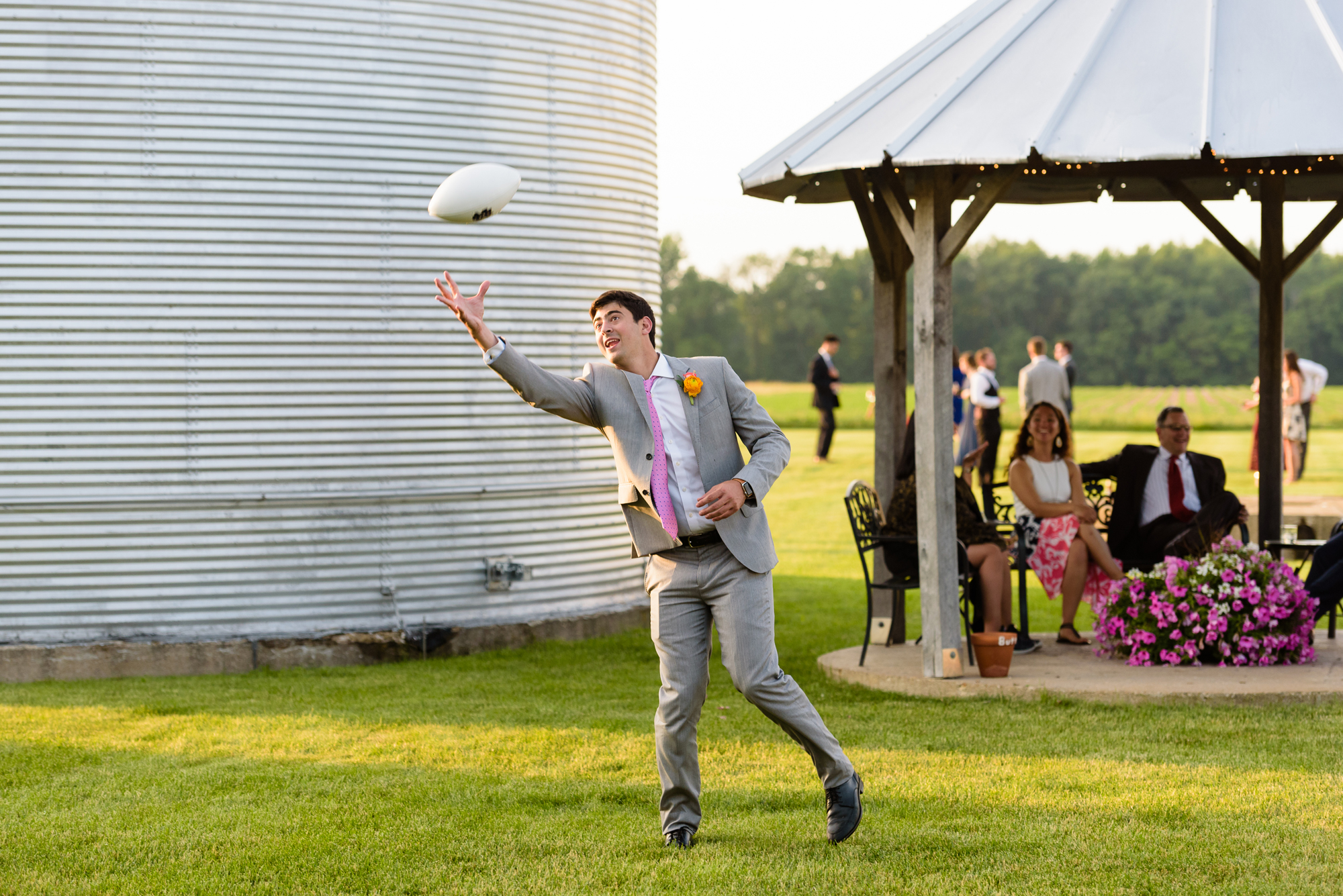 playing football at a Wedding reception at the Homestead 1835