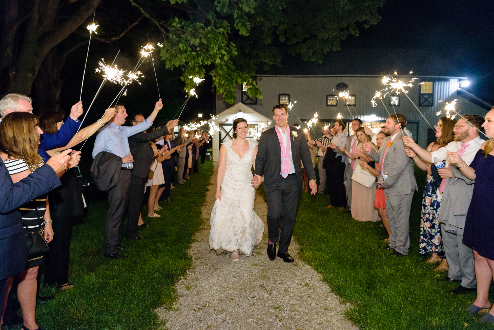 Sparkler exit at a Wedding reception at the Homestead 1835