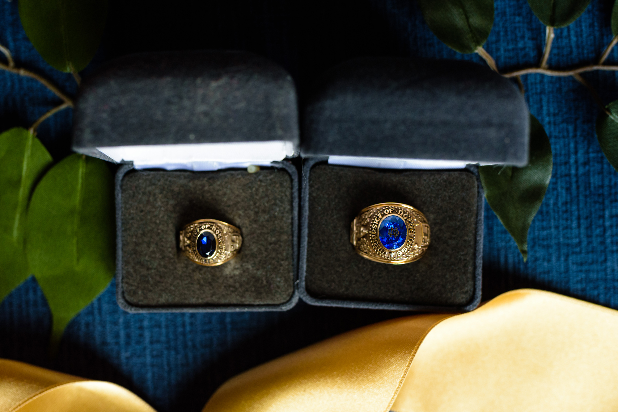 Bride & Groom's Notre Dame class rings before their wedding ceremony at the Basilica of the Sacred Heart on the campus of the University of Notre Dame