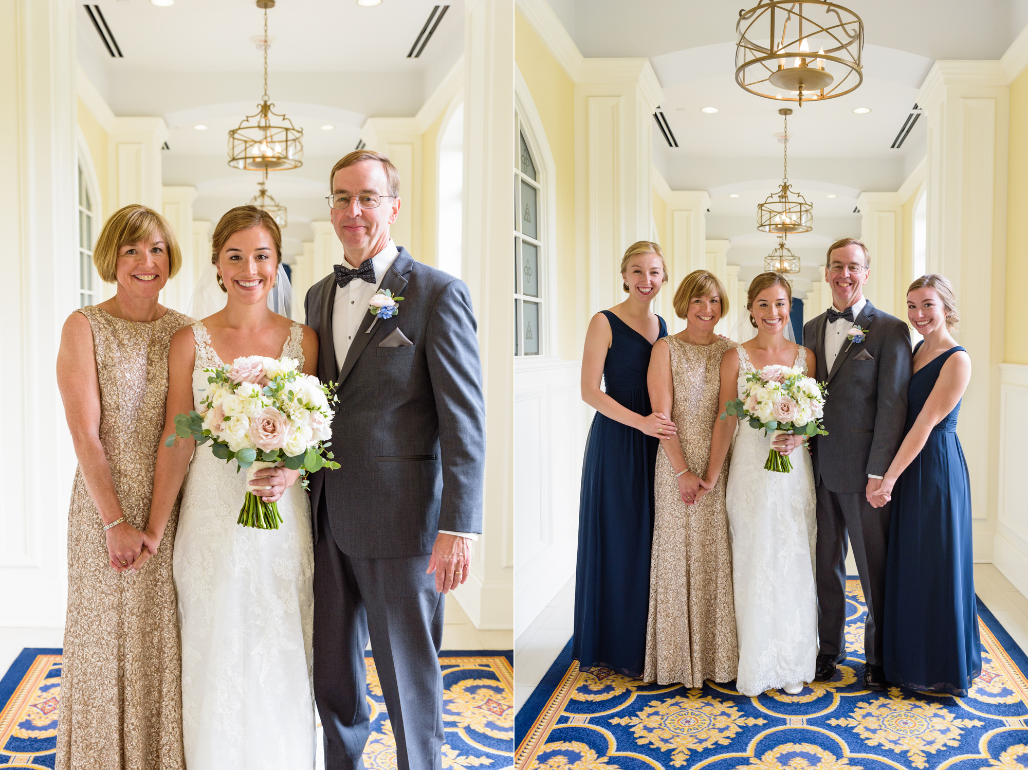 Family portraits before a wedding ceremony at the Basilica of the Sacred Heart on the campus of the University of Notre Dame