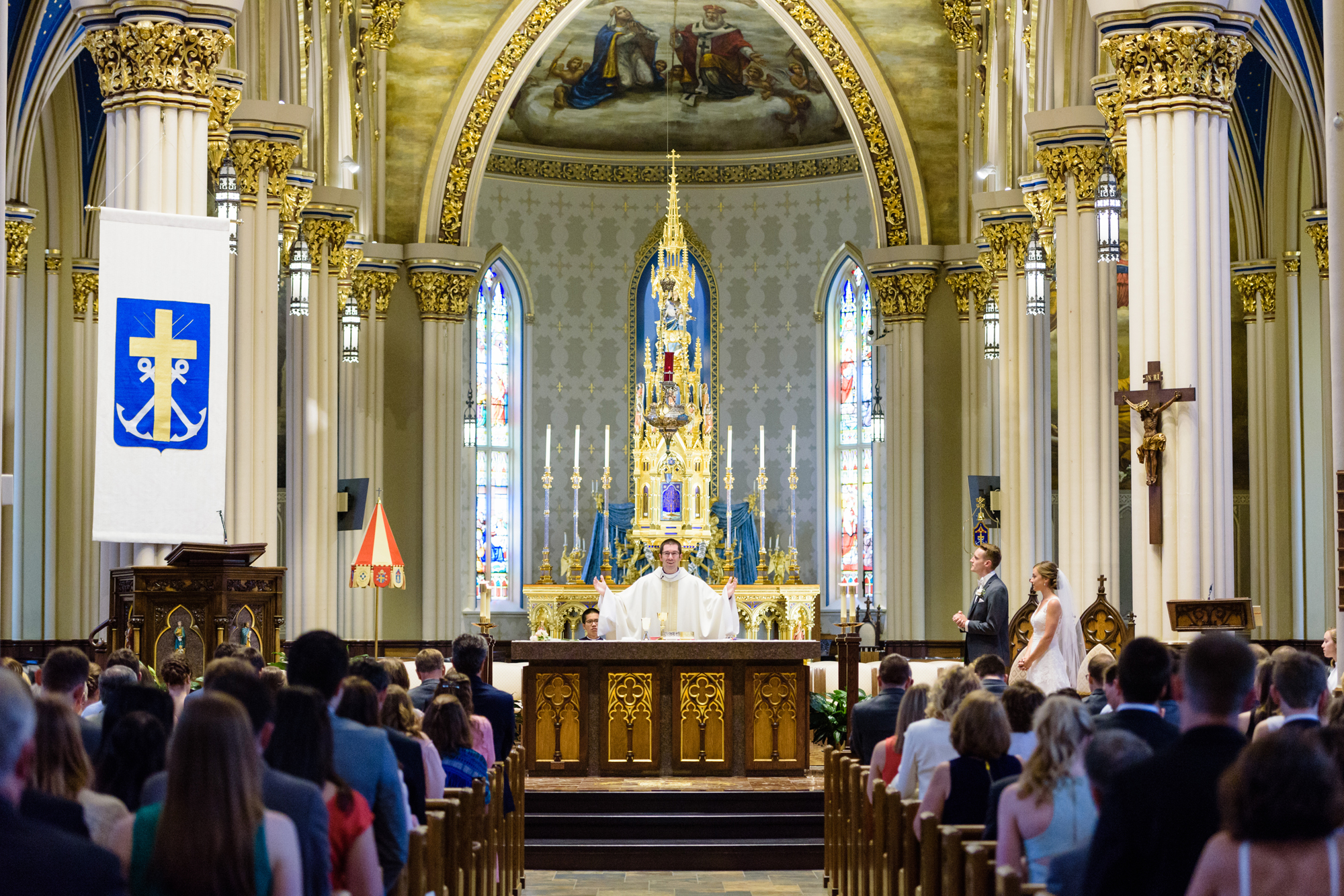 wedding ceremony at the Basilica of the Sacred Heart on the campus of the University of Notre Dame