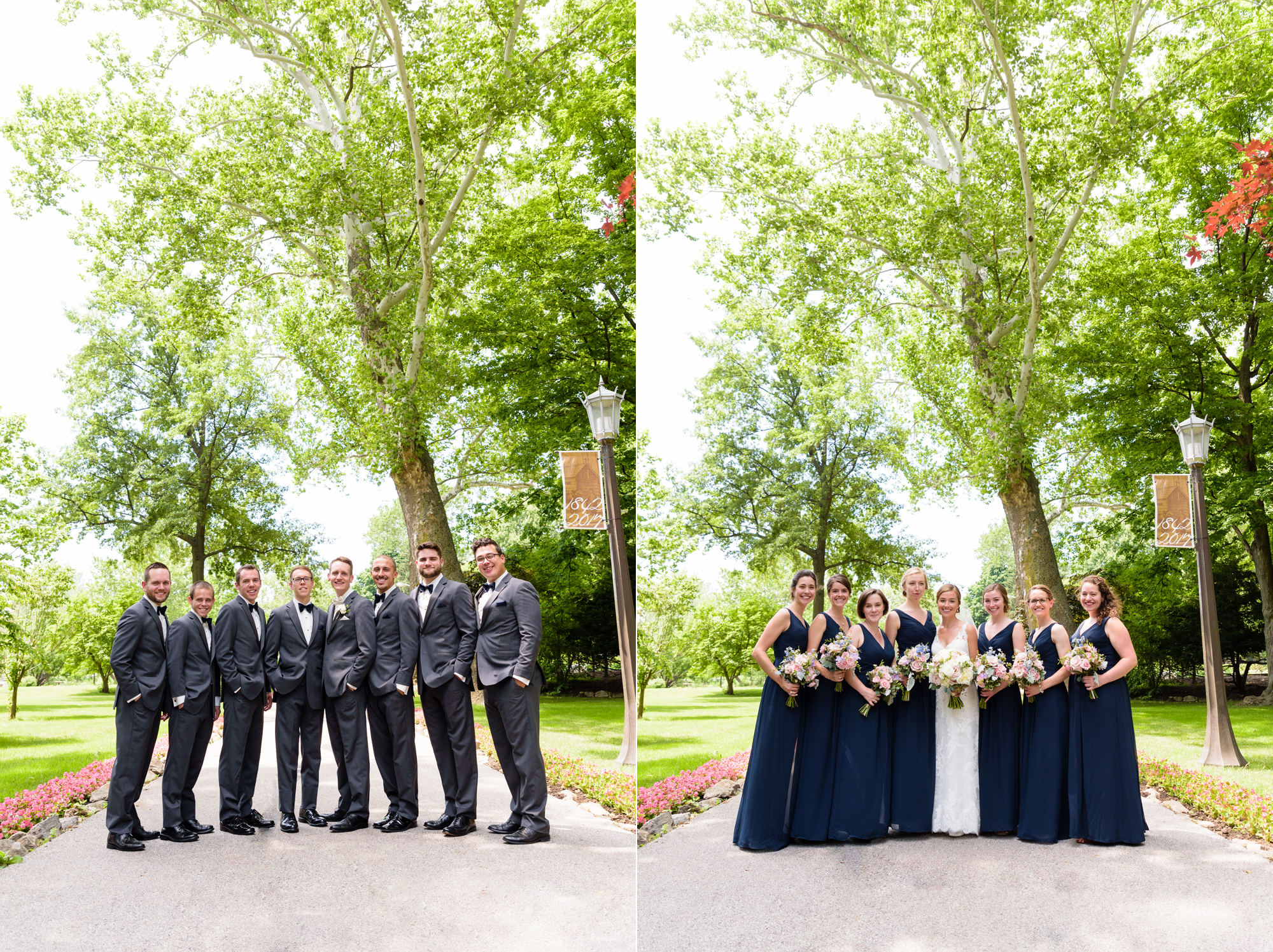 Wedding Party at the Grotto on the campus of the University of Notre Dame