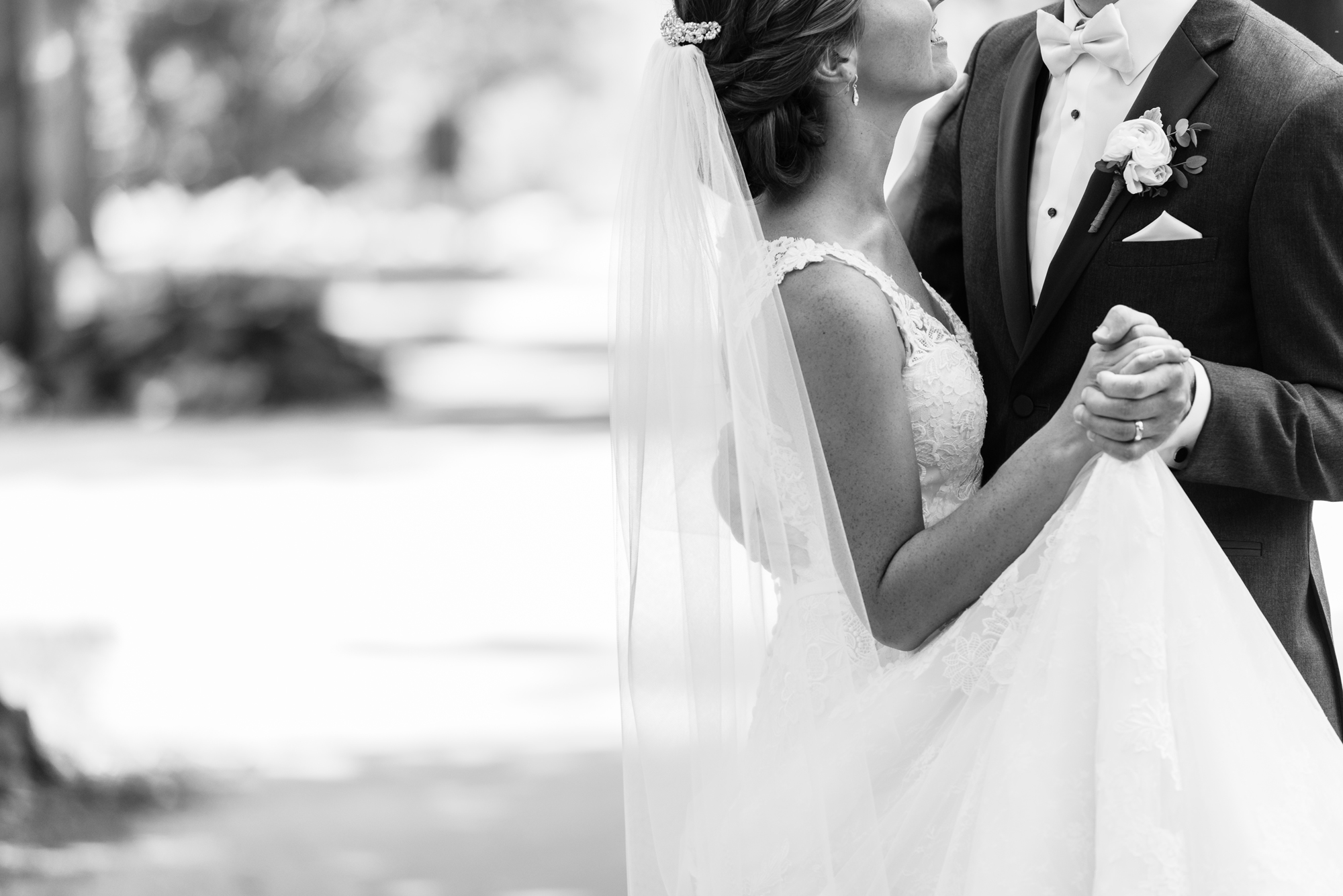 Bride & Groom on God Quad on the campus of the University of Notre Dame