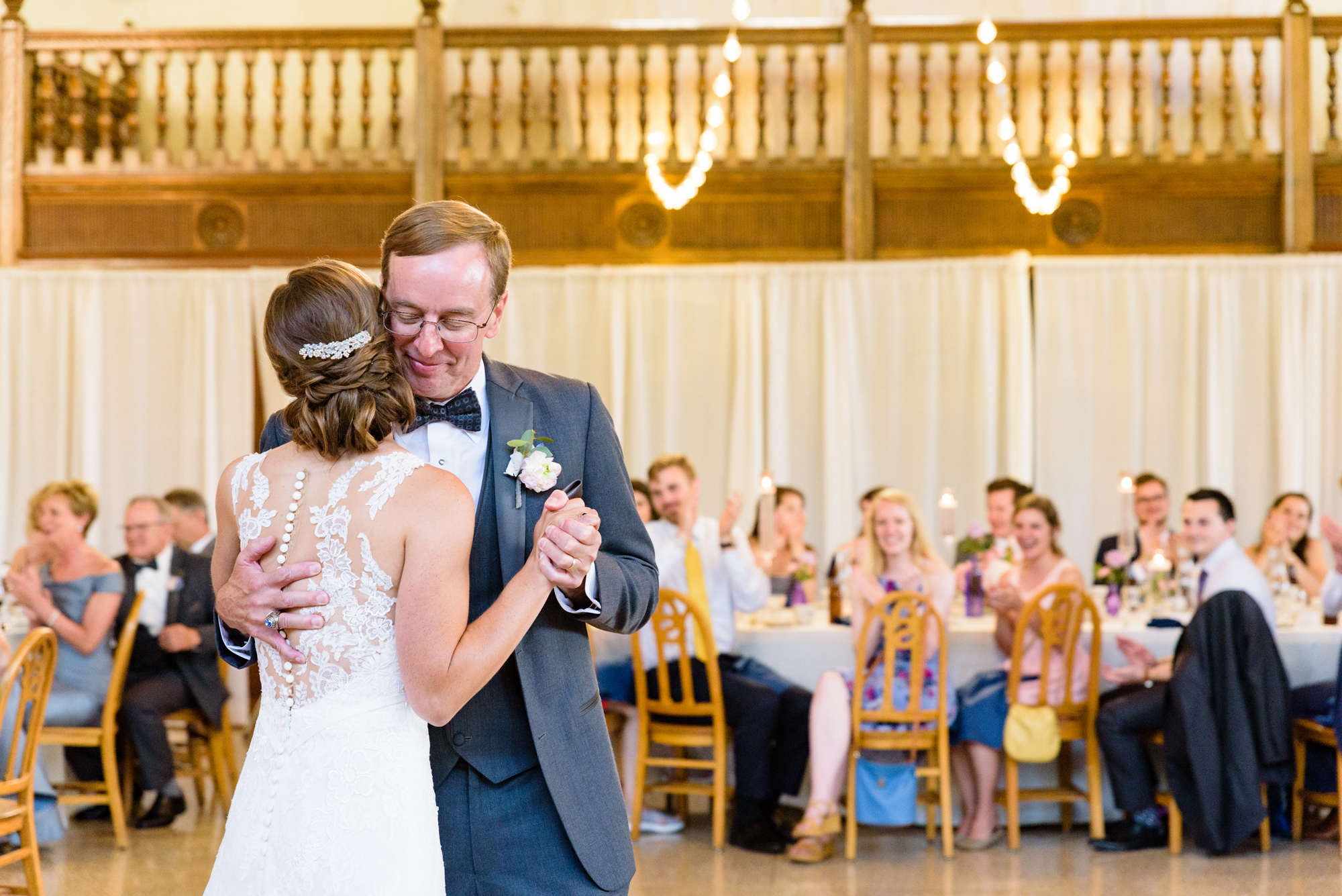 Father Daughter Dances at a Wedding reception in South Dining Hall on the campus of the University of Notre Dame