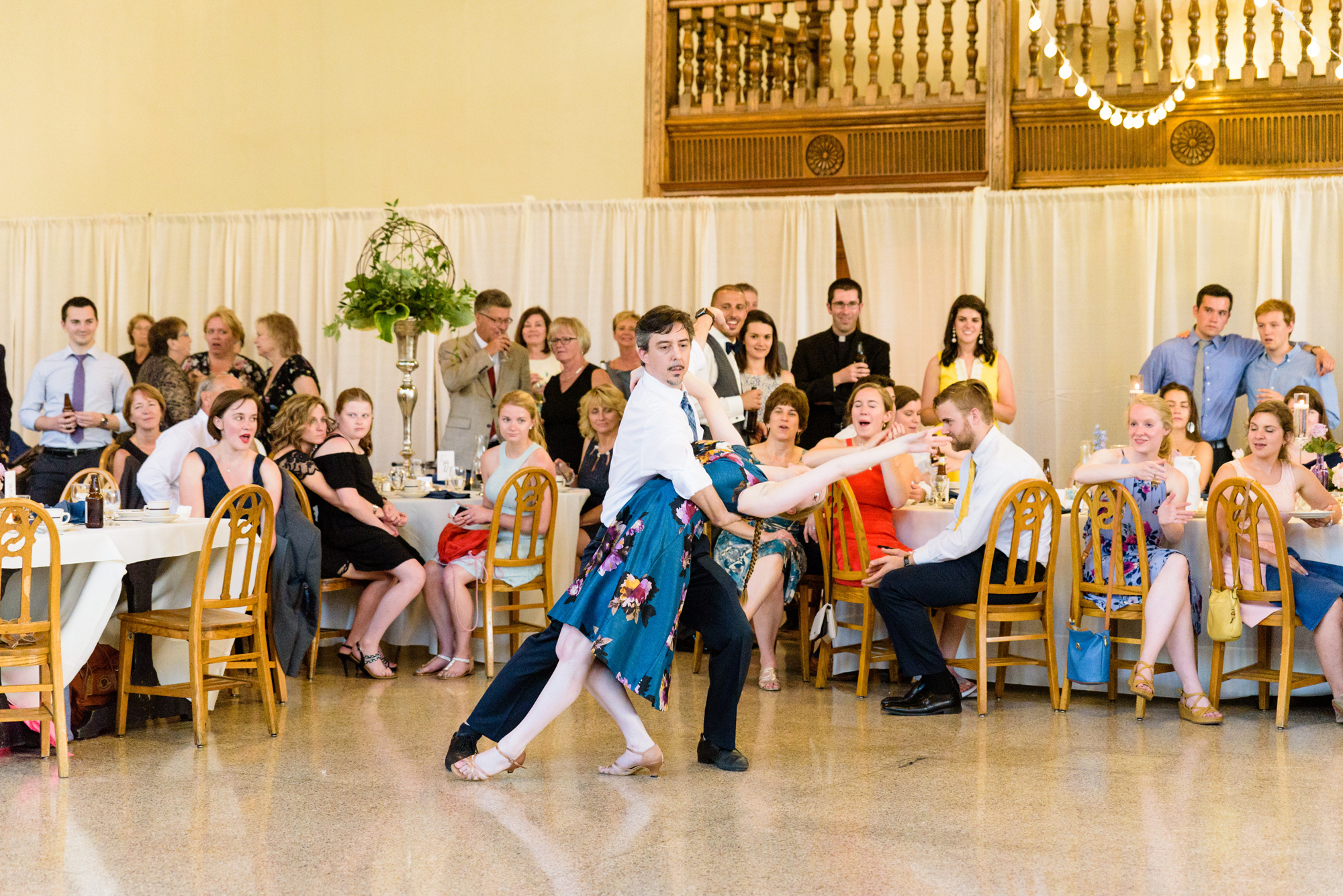 Wedding reception in South Dining Hall on the campus of the University of Notre Dame