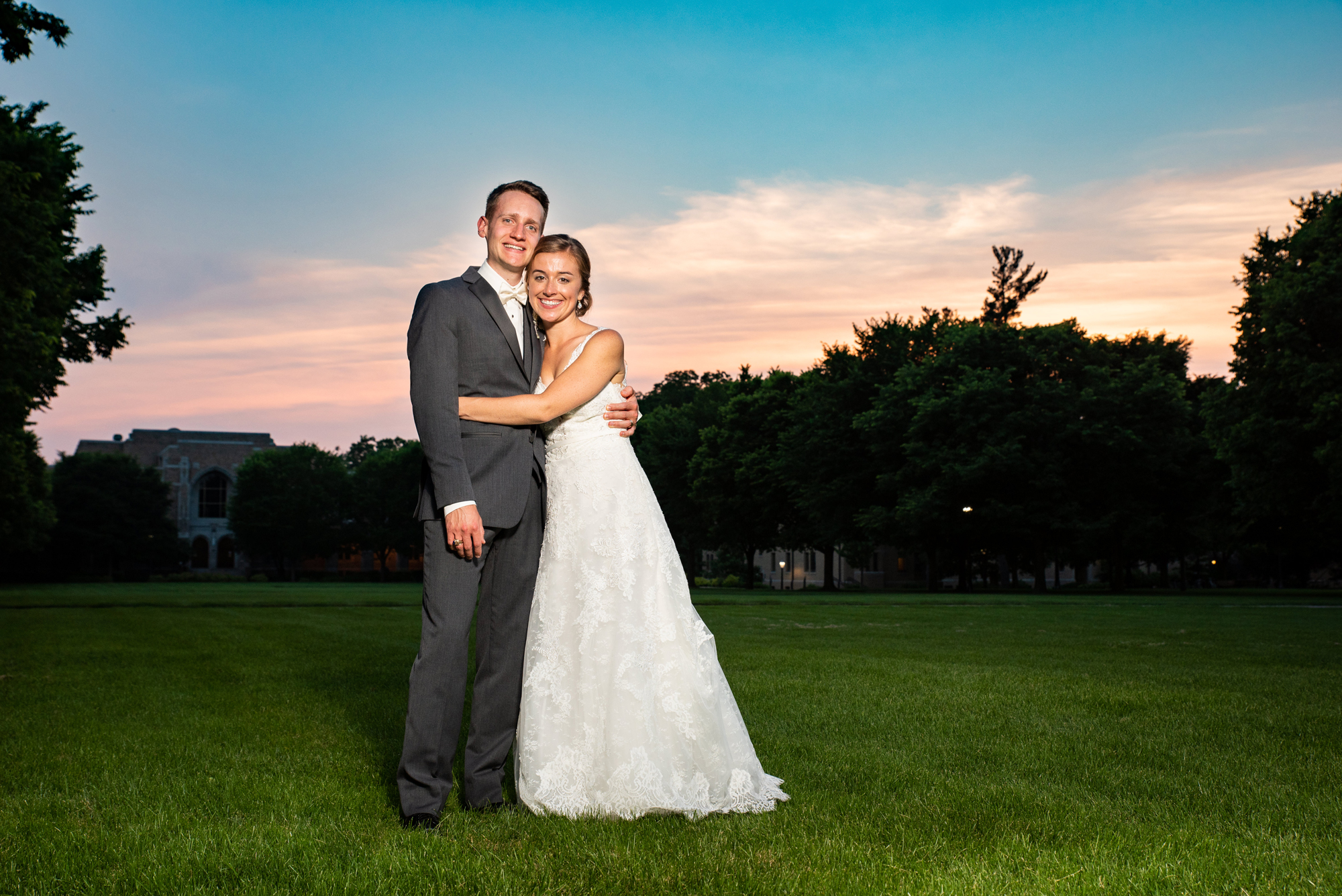 Bride & Groom at the end of the night of their Wedding reception in South Dining Hall on the campus of the University of Notre Dame