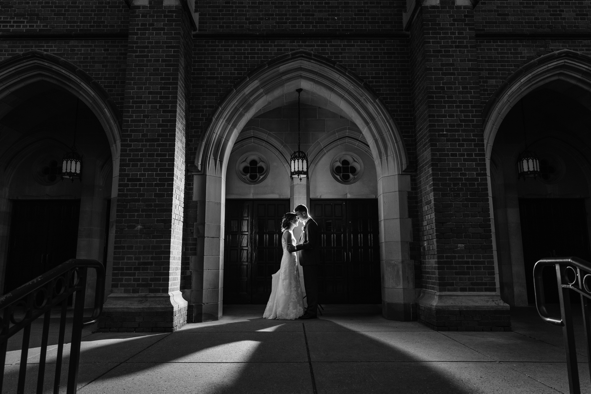 Bride & Groom at the end of the night of their Wedding reception in South Dining Hall on the campus of the University of Notre Dame