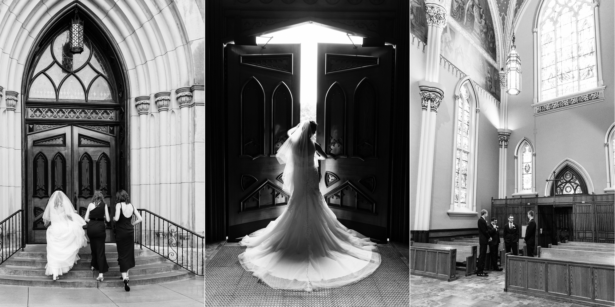 Bride & Groom before their wedding ceremony at the Basilica of the Sacred Heart on the campus of the University of Notre Dame