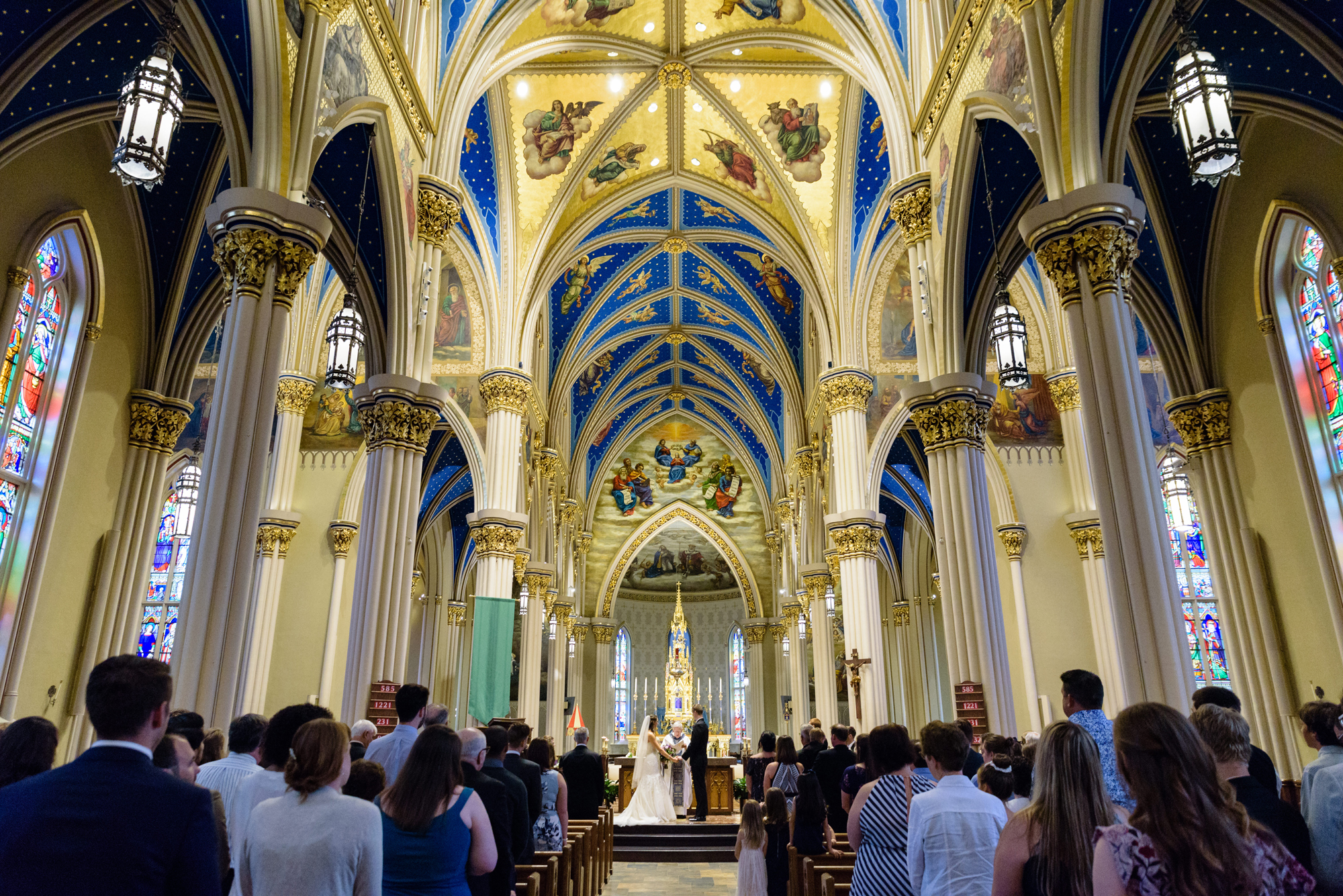 Wedding ceremony at the Basilica of the Sacred Heart on the campus of the University of Notre Dame