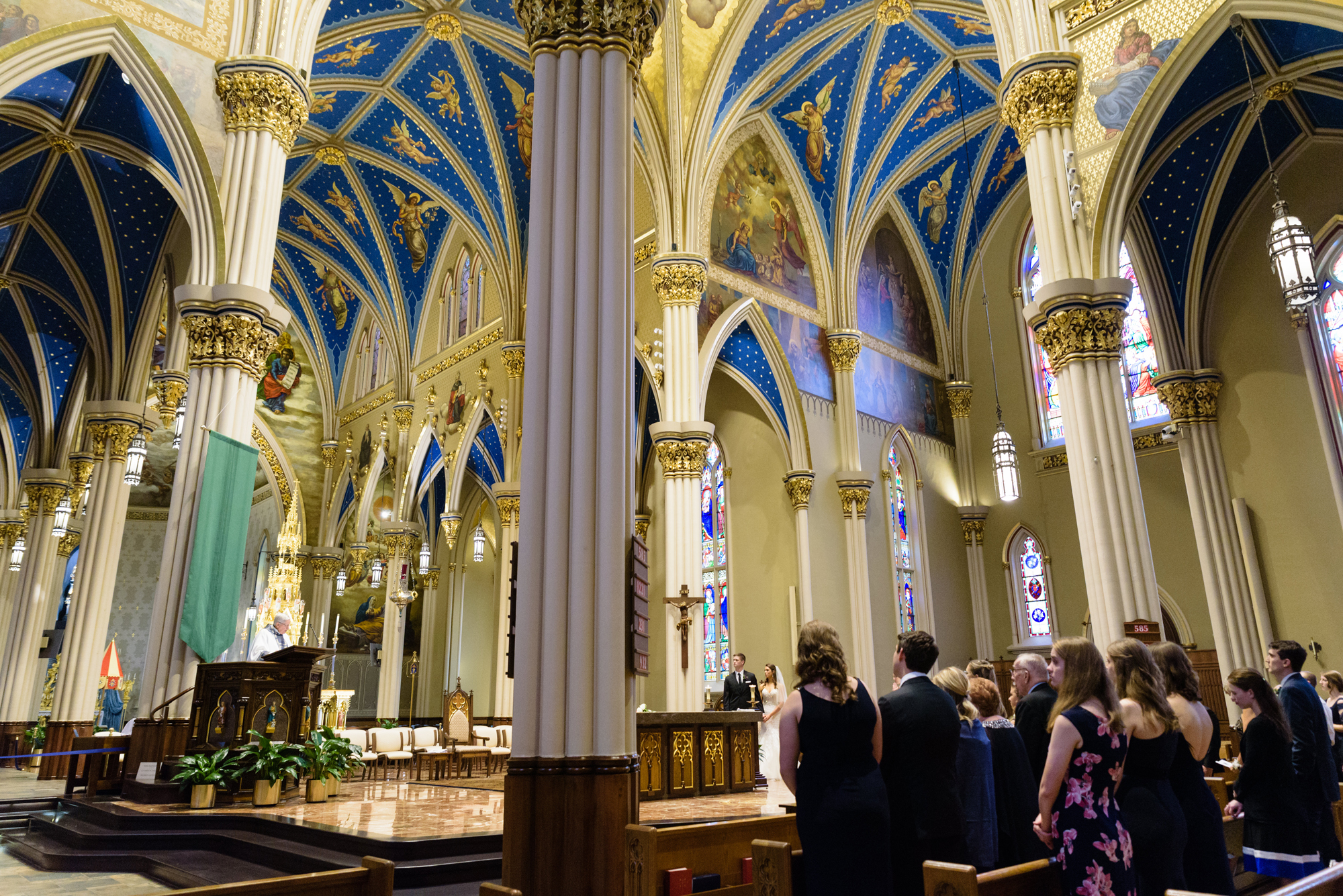 Wedding ceremony at the Basilica of the Sacred Heart on the campus of the University of Notre Dame