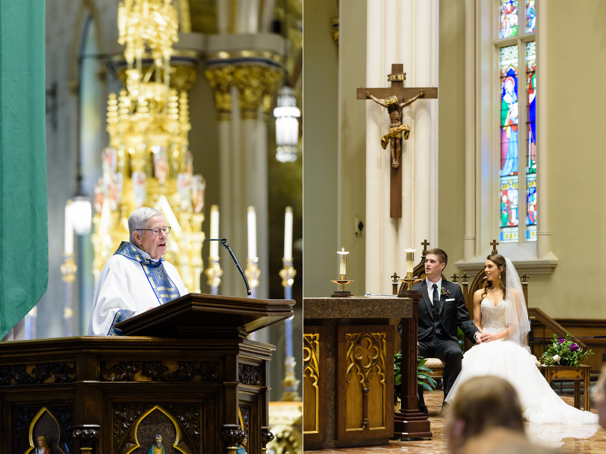 Wedding ceremony at the Basilica of the Sacred Heart on the campus of the University of Notre Dame