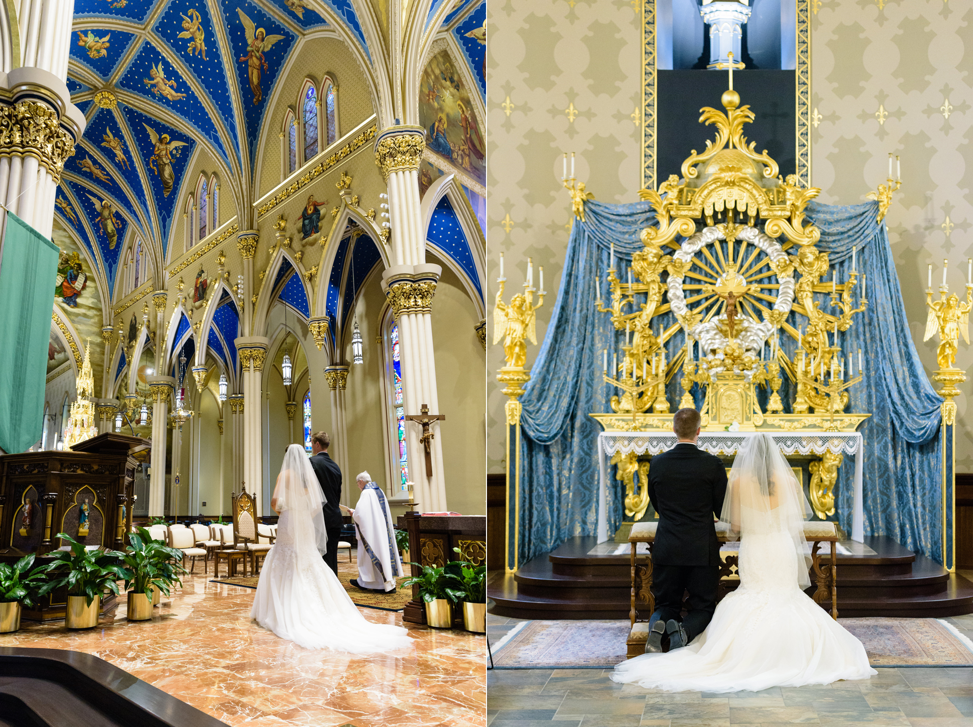 Wedding ceremony at the Basilica of the Sacred Heart on the campus of the University of Notre Dame