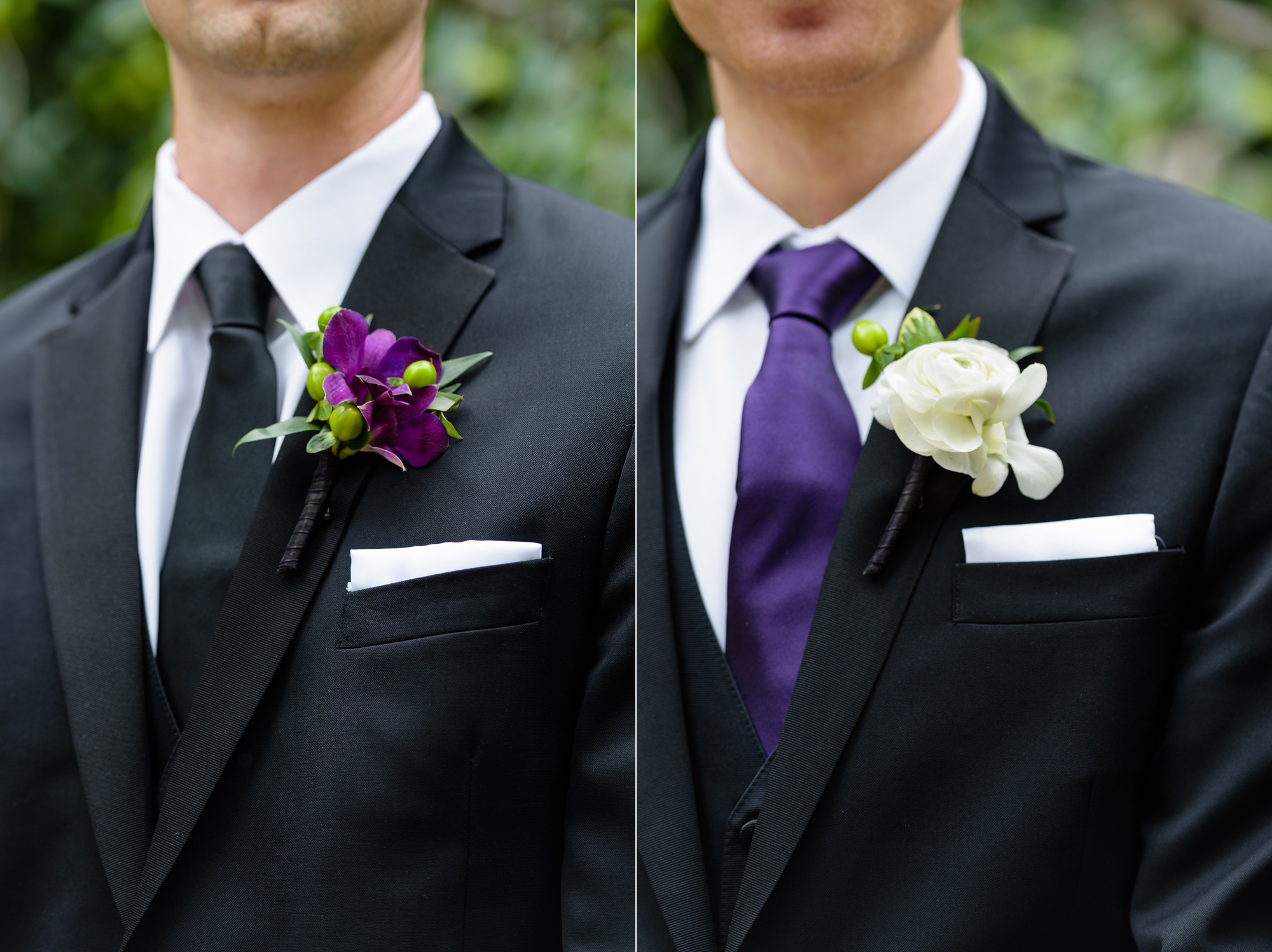 Boutonierres by Poppies by Polly for a wedding at the Basilica of the Sacred Heart on the campus of the University of Notre Dame