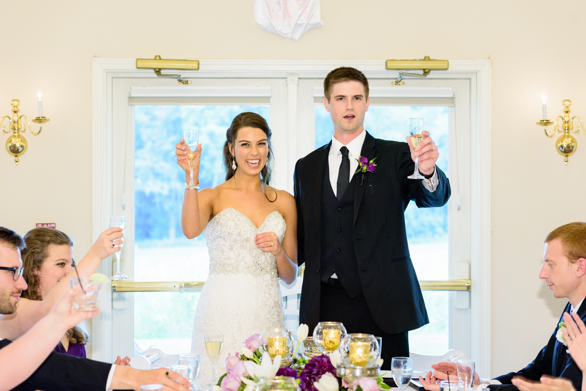 Bride & Groom’s Toast at a Wedding Reception at Blue Heron at Blackthorn