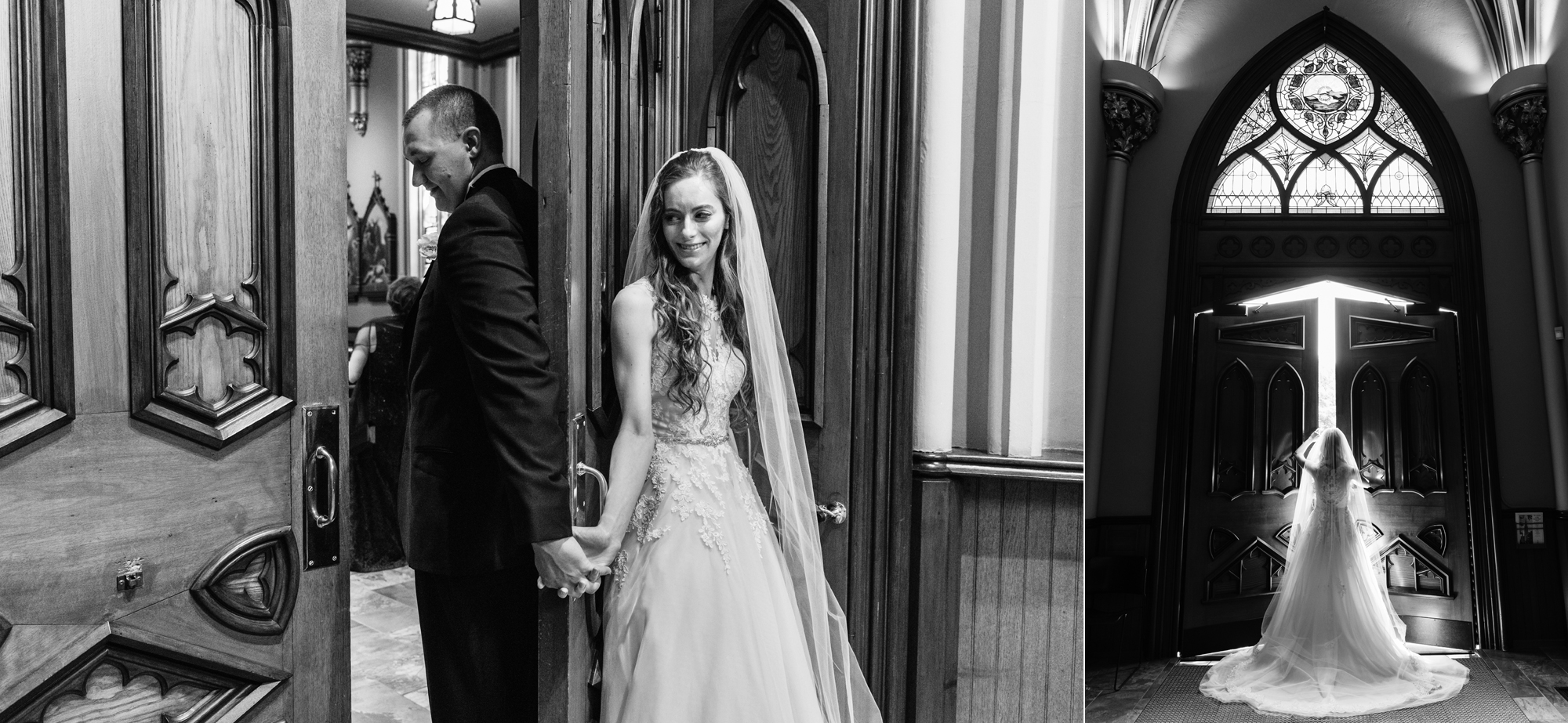 First touch before a wedding ceremony at the Basilica of the Sacred Heart on the campus of the University of Notre Dame