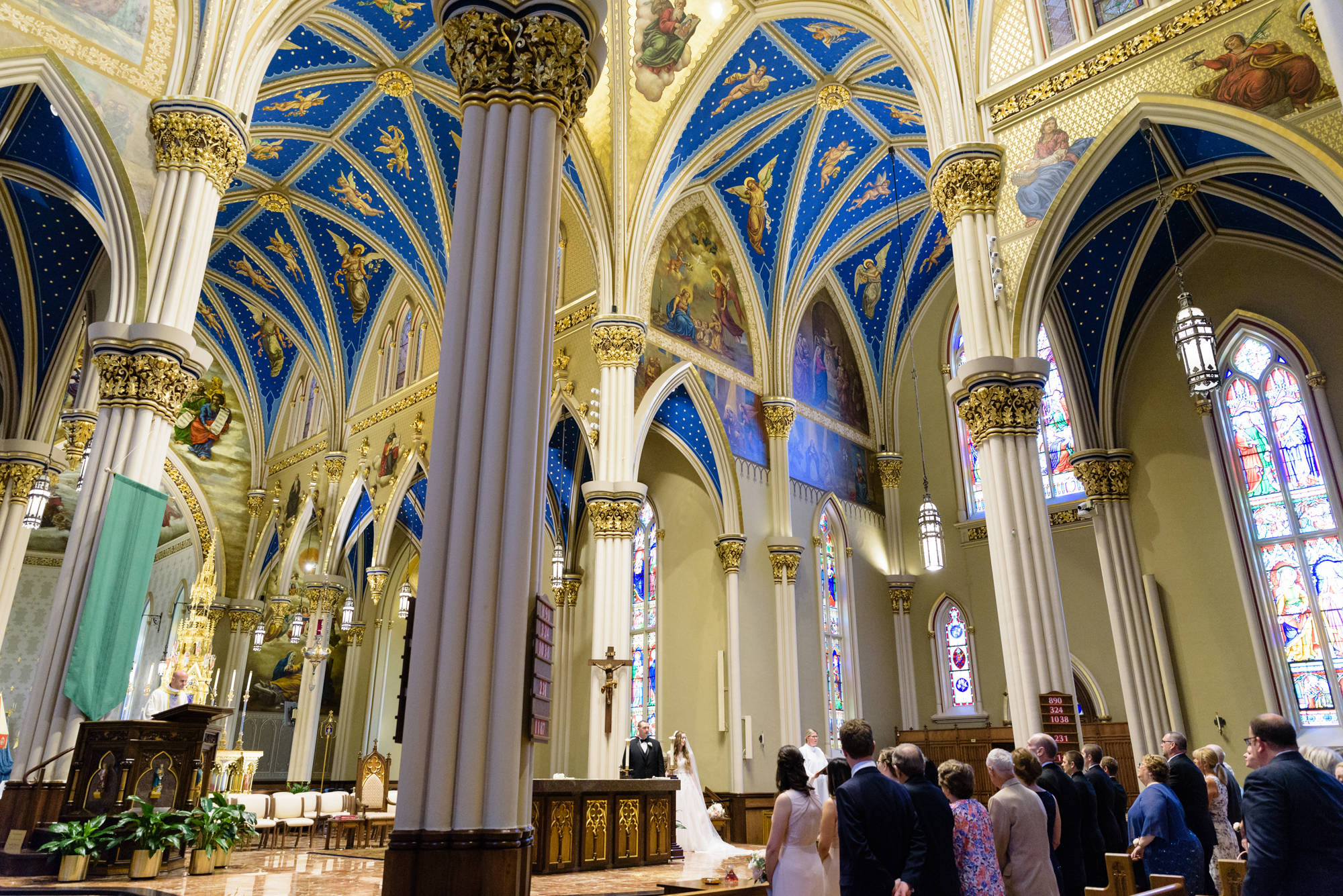 Wedding ceremony at the Basilica of the Sacred Heart on the campus of the University of Notre Dame