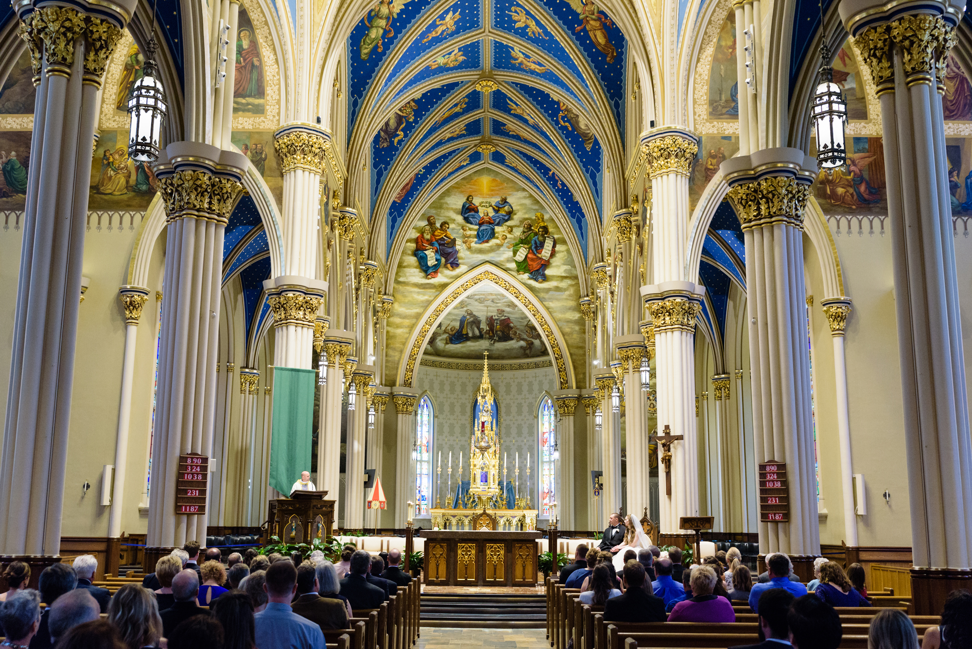 Wedding ceremony at the Basilica of the Sacred Heart on the campus of the University of Notre Dame