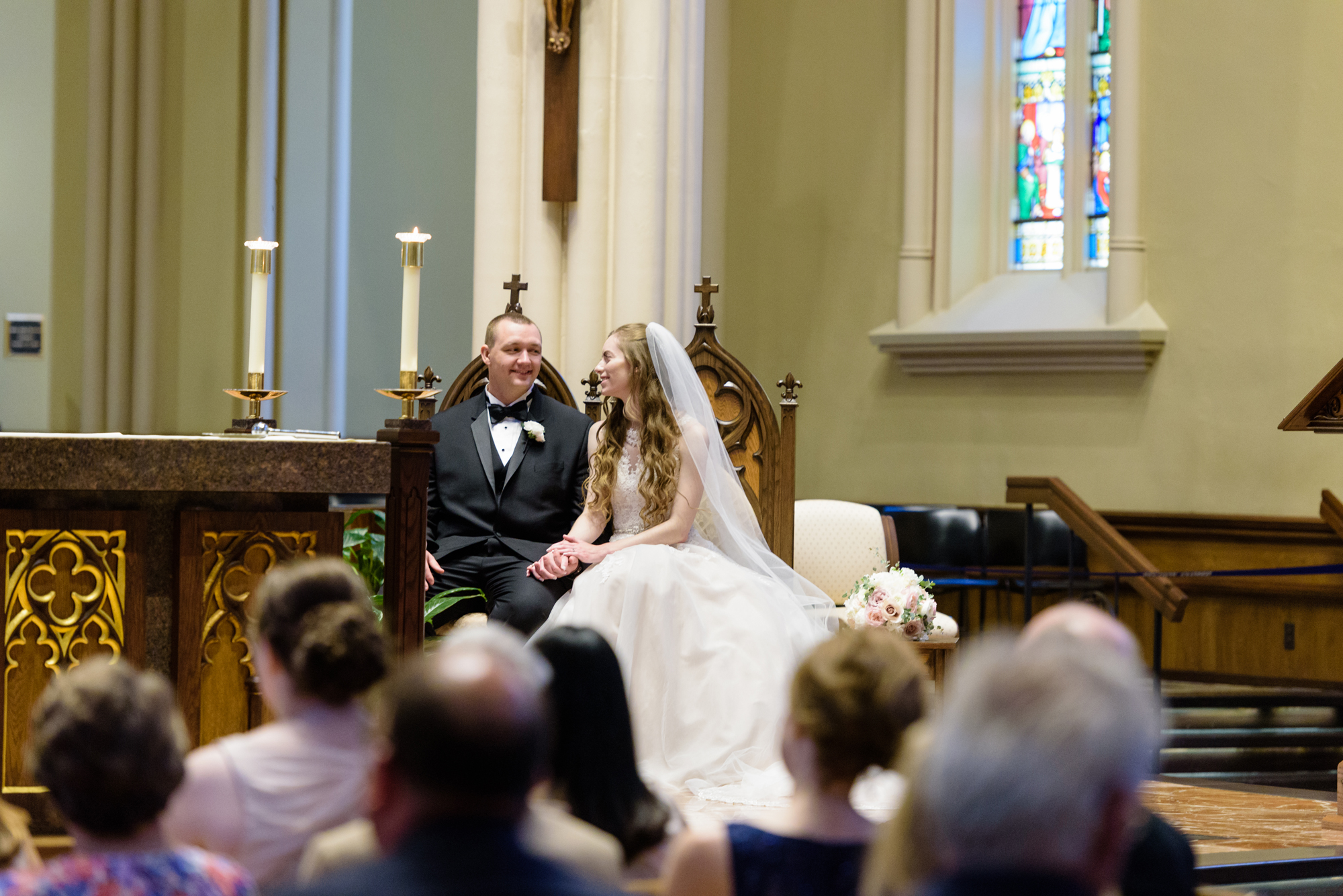 Wedding ceremony at the Basilica of the Sacred Heart on the campus of the University of Notre Dame