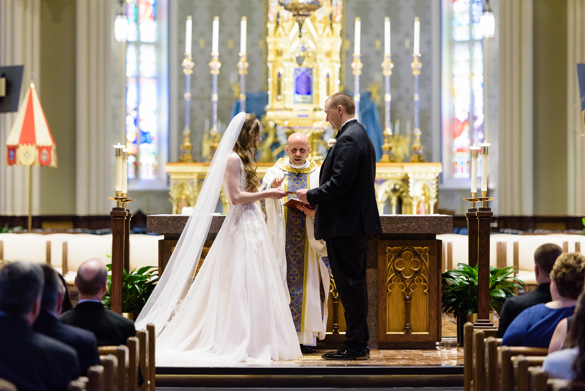 Wedding ceremony at the Basilica of the Sacred Heart on the campus of the University of Notre Dame