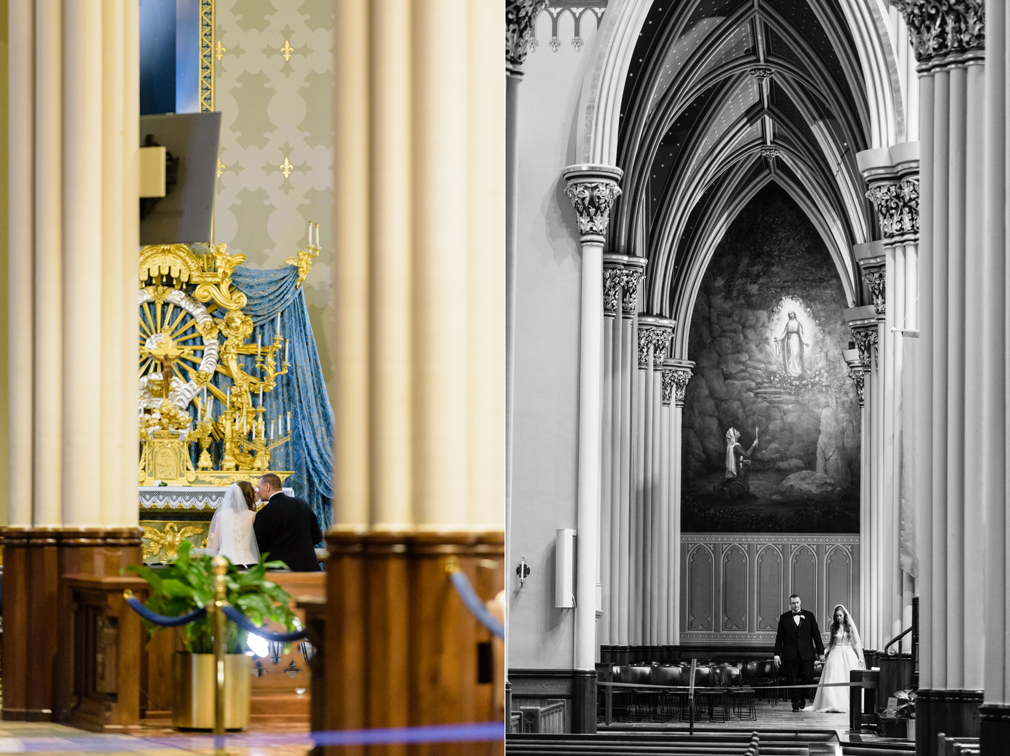 Wedding ceremony at the Basilica of the Sacred Heart on the campus of the University of Notre Dame