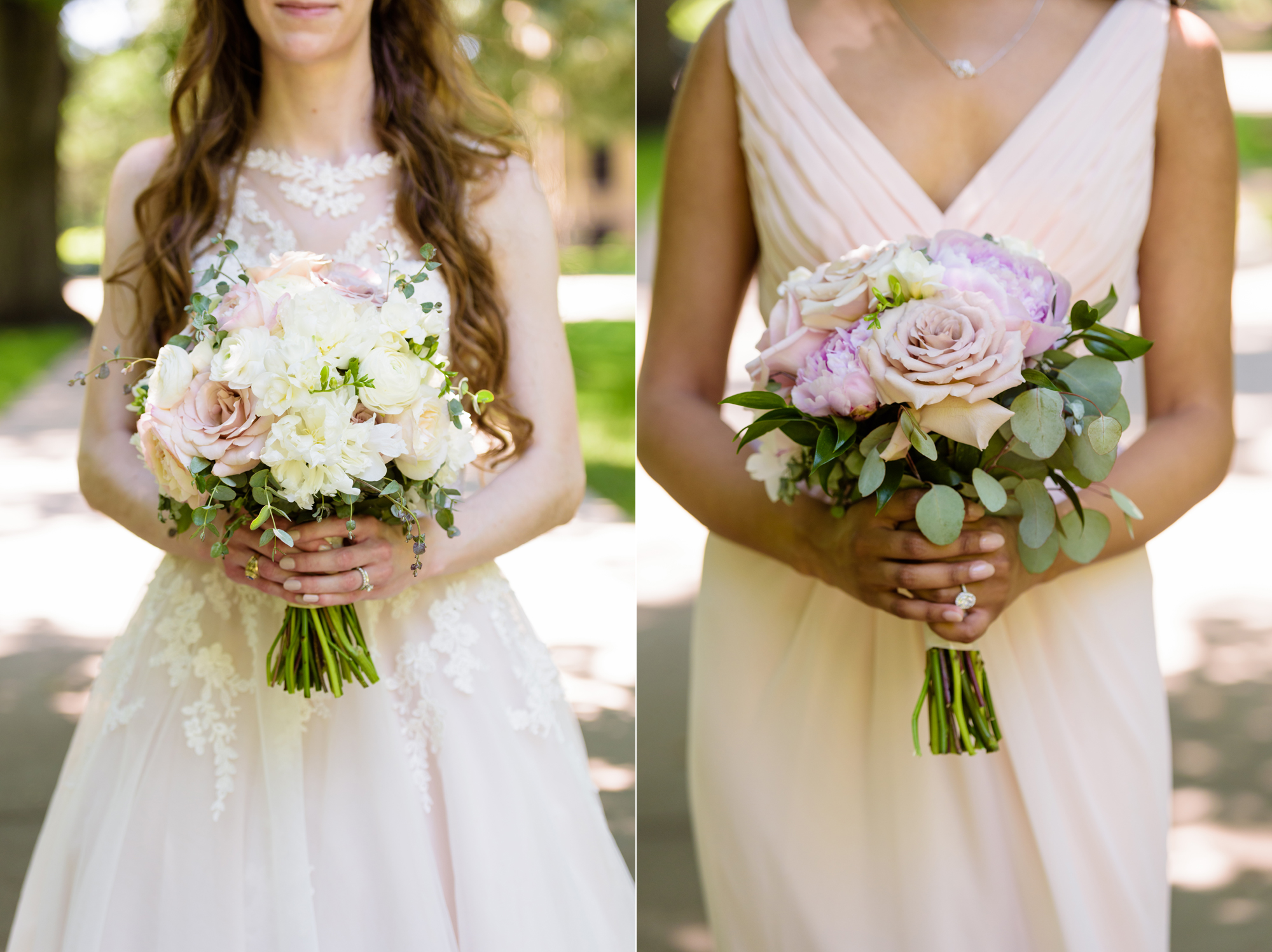 Bridal bouquets by Poppies by Polly for a wedding at the Basilica of the Sacred Heart on the campus of the University of Notre Dame