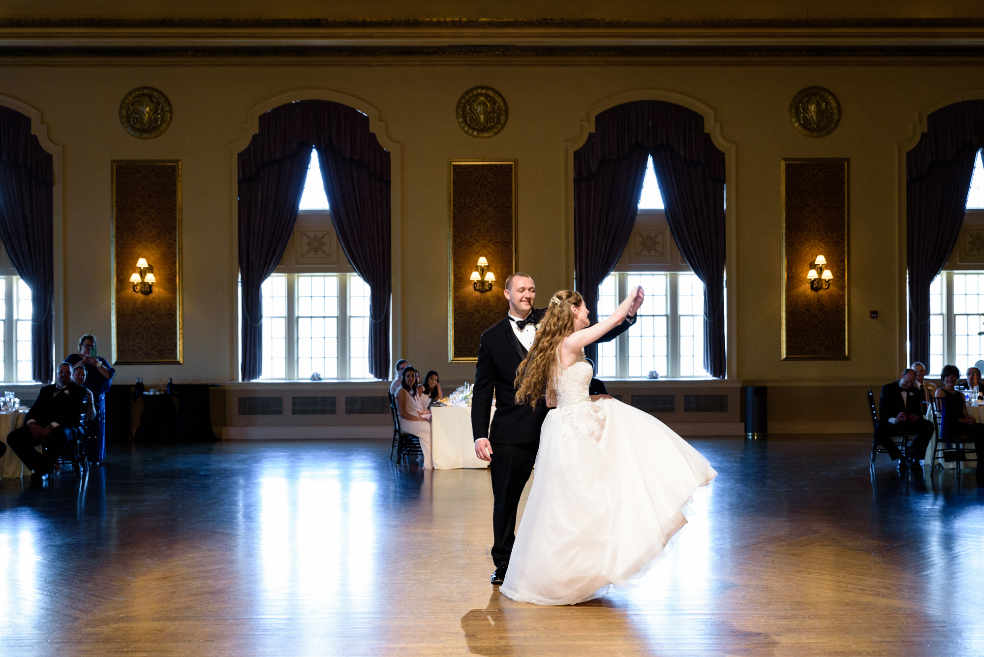 Bride & Groom’s first dance at a Wedding Reception at Palais Royale