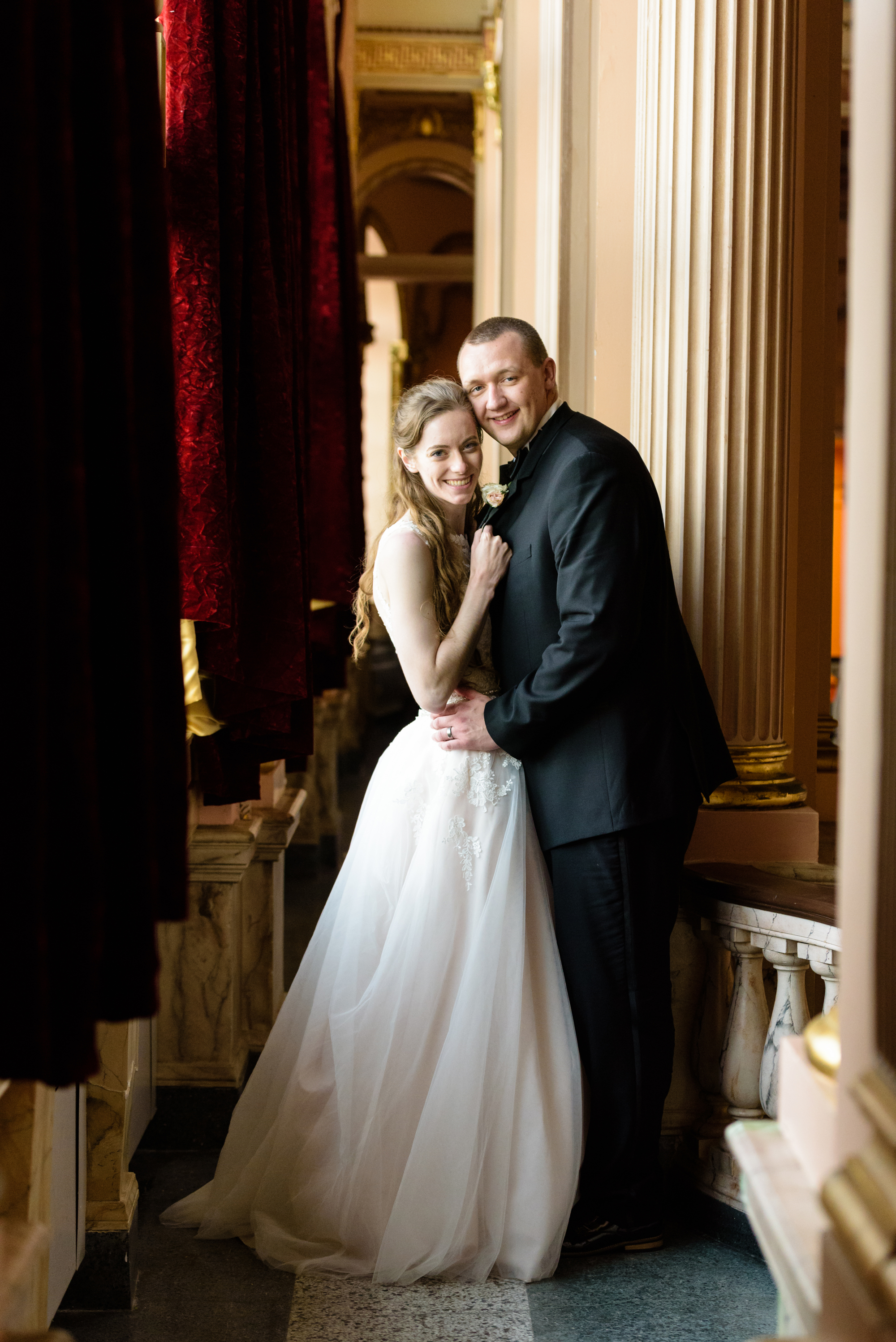 End of the night photos of the Bride & Groom at their wedding reception at the Palais Royale