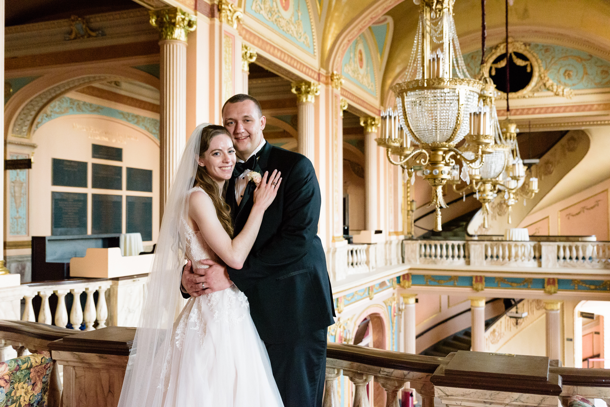 End of the night photos of the Bride & Groom at their wedding reception at the Palais Royale